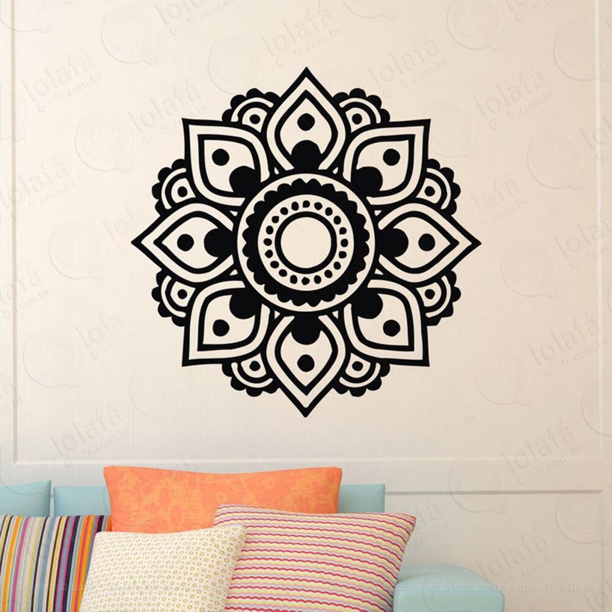 Mandala Seja Felicidade Adesivo de Parede Decorativo para Casa, Quarto, Sala e Vidro Mod:338