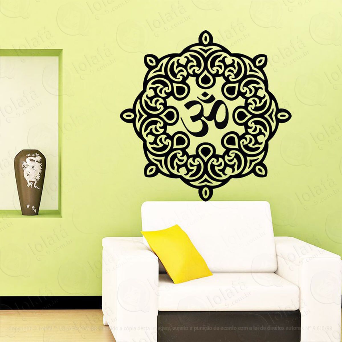 Mandala Para Elevar o desenvolvimento Espiritual Adesivo de Parede Decorativo para Casa, Quarto, Sala e Vidro Mod:345