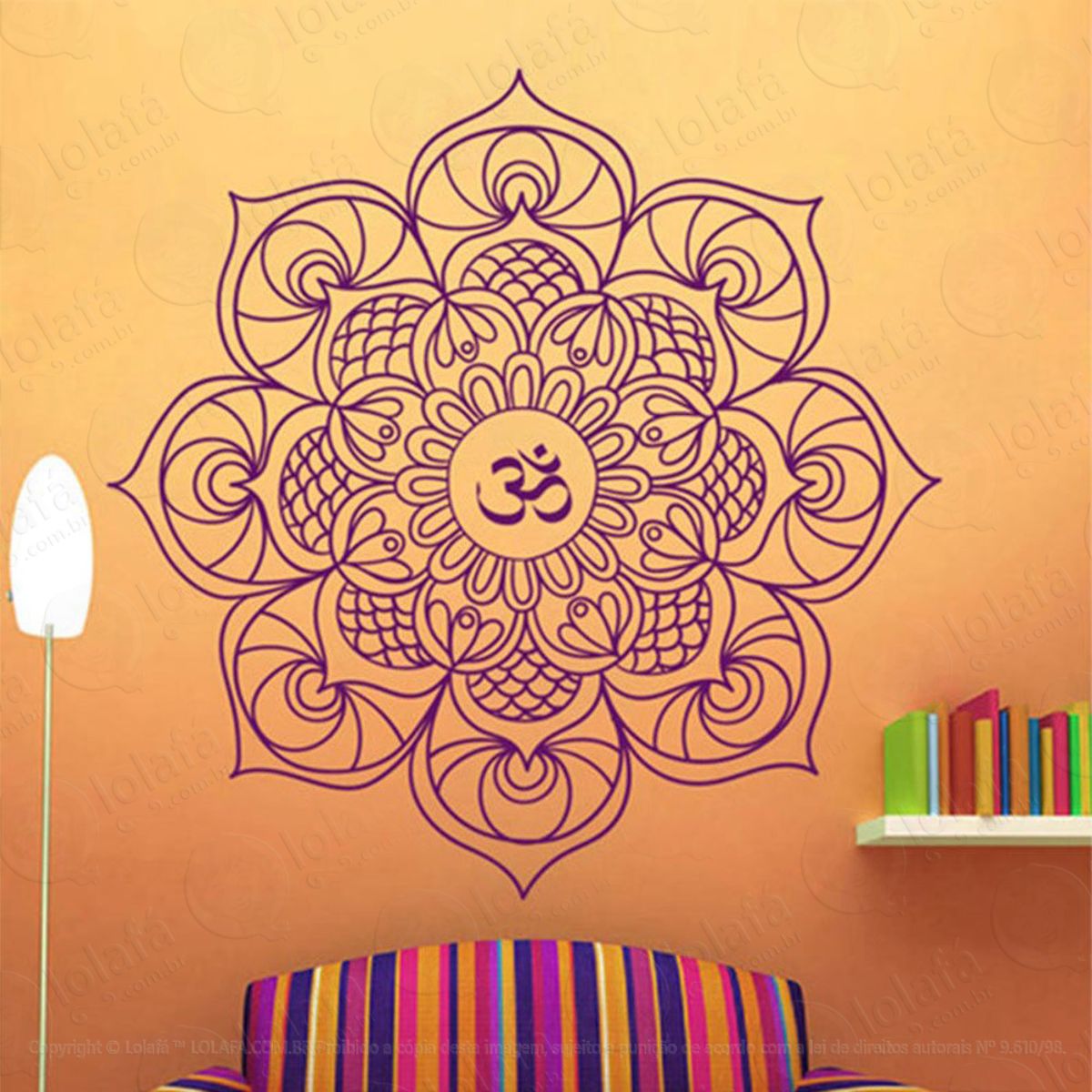 Mandala Para Cultivar o Conhecimento Infinito Adesivo de Parede Decorativo para Casa, Quarto, Sala e Vidro Mod:356
