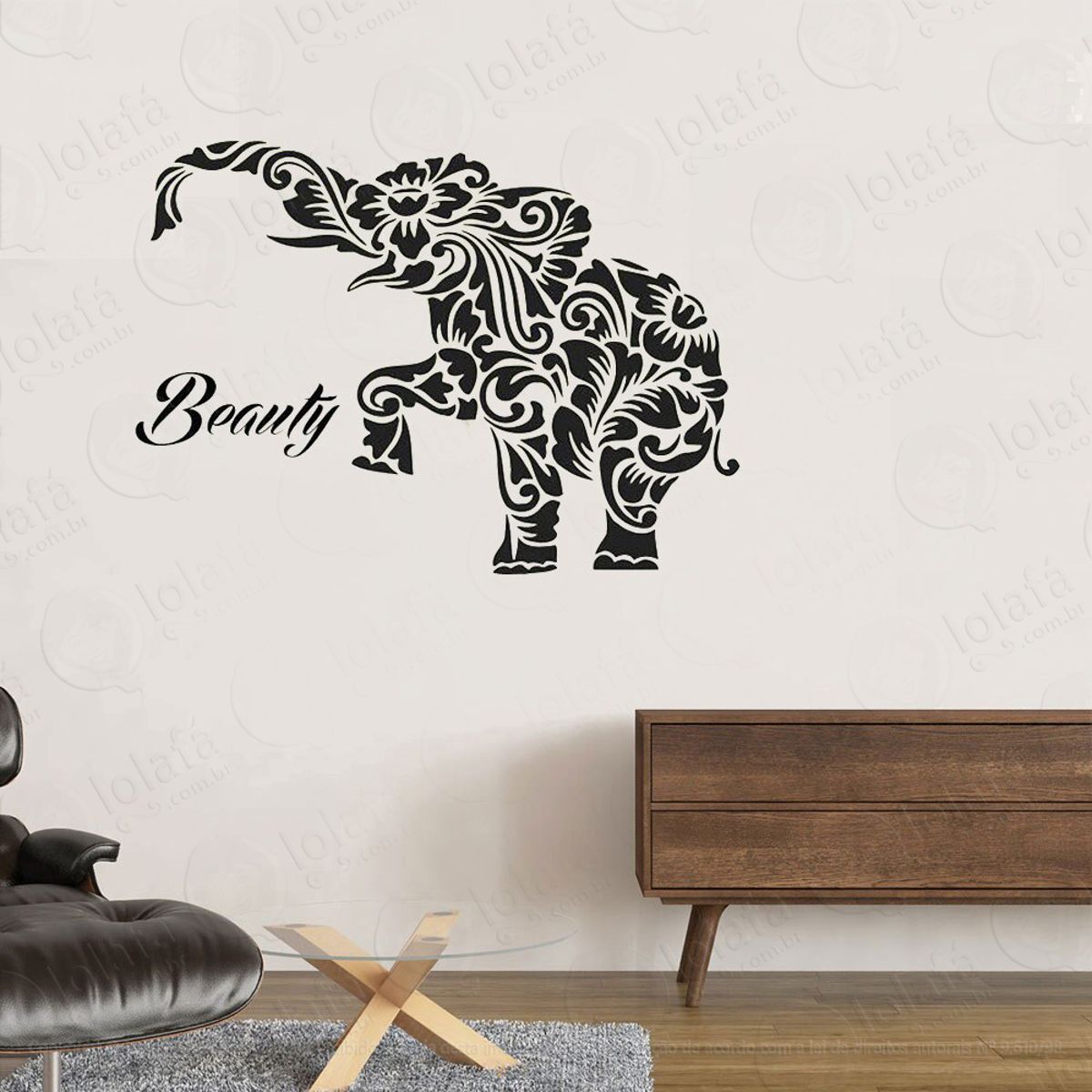 Mandala Elefante para Cultivar a Paz Adesivo de Parede Decorativo para Casa, Quarto, Sala e Vidro Mod:357