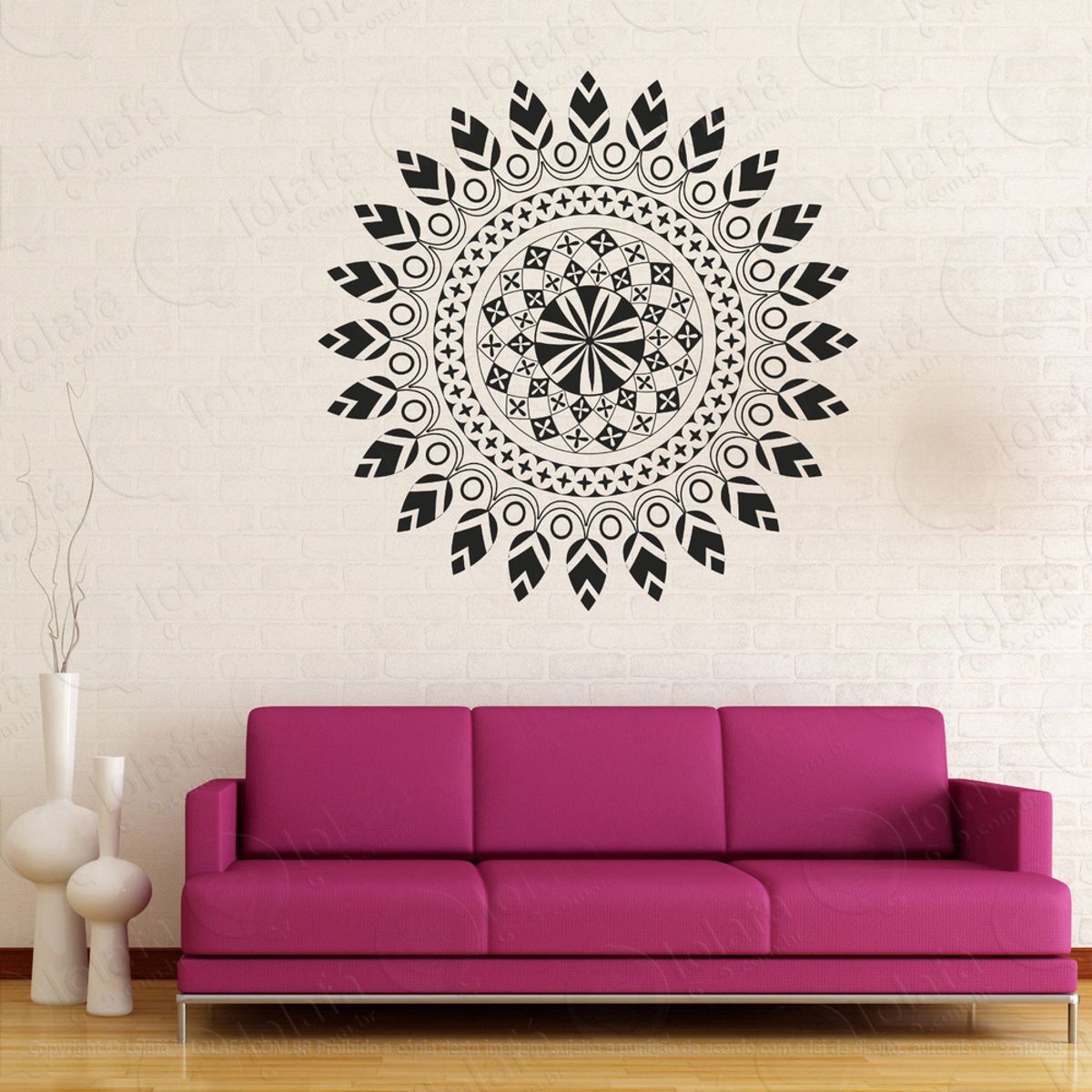 Mandala Para Fé nos Pensamentos Adesivo de Parede Decorativo para Casa, Quarto, Sala e Vidro Mod:358