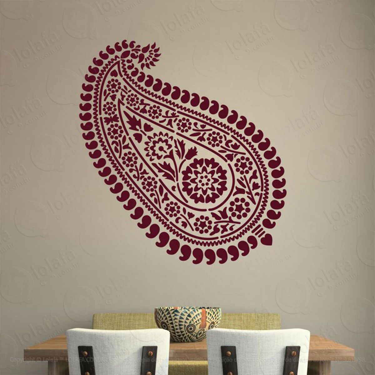 Mandala Paisley para Controlar os Sentimentos Adesivo de Parede Decorativo para Casa, Quarto, Sala e Vidro Mod:361
