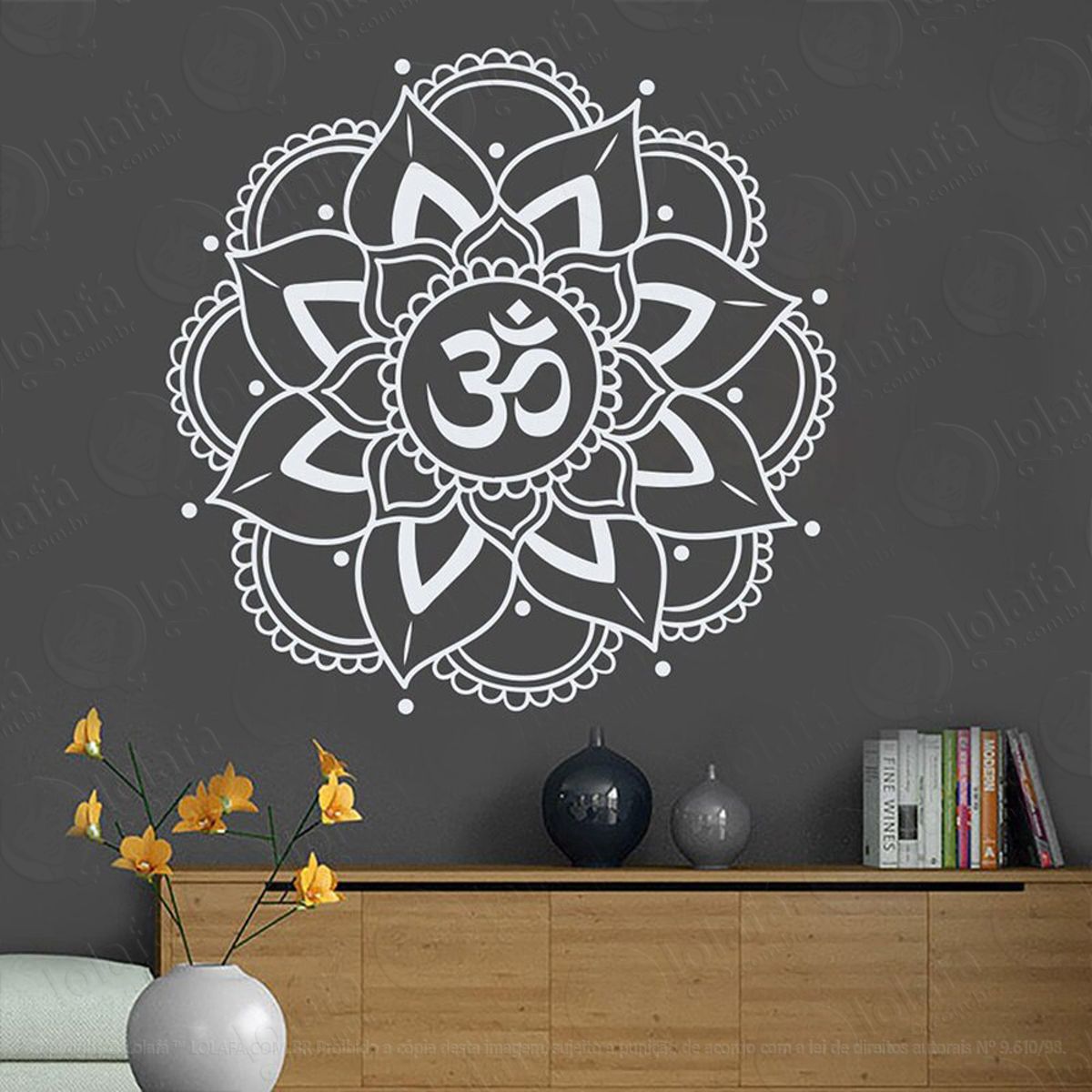 Mandala Para Concentrar as Energias Espirituais Adesivo de Parede Decorativo para Casa, Quarto, Sala e Vidro Mod:363