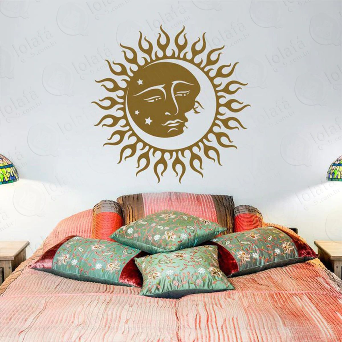 Mandala Sol e Lua para Fortalecer a Relação Adesivo de Parede Decorativo para Casa, Quarto, Sala e Vidro Mod:369