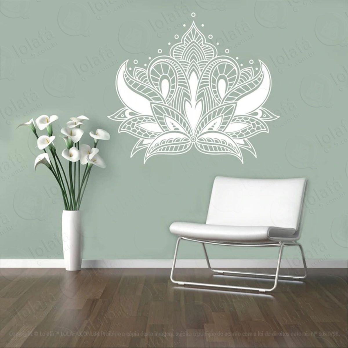 Mandala Flor de Lótus para Cultivar a Prosperidade Adesivo de Parede Decorativo para Casa, Quarto, Sala e Vidro Mod:377