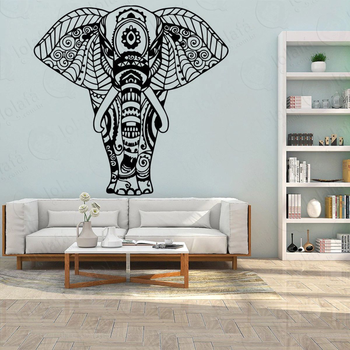 Mandala Elefante para Cultivar a Prosperidade Adesivo de Parede Decorativo para Casa, Quarto, Sala e Vidro Mod:379