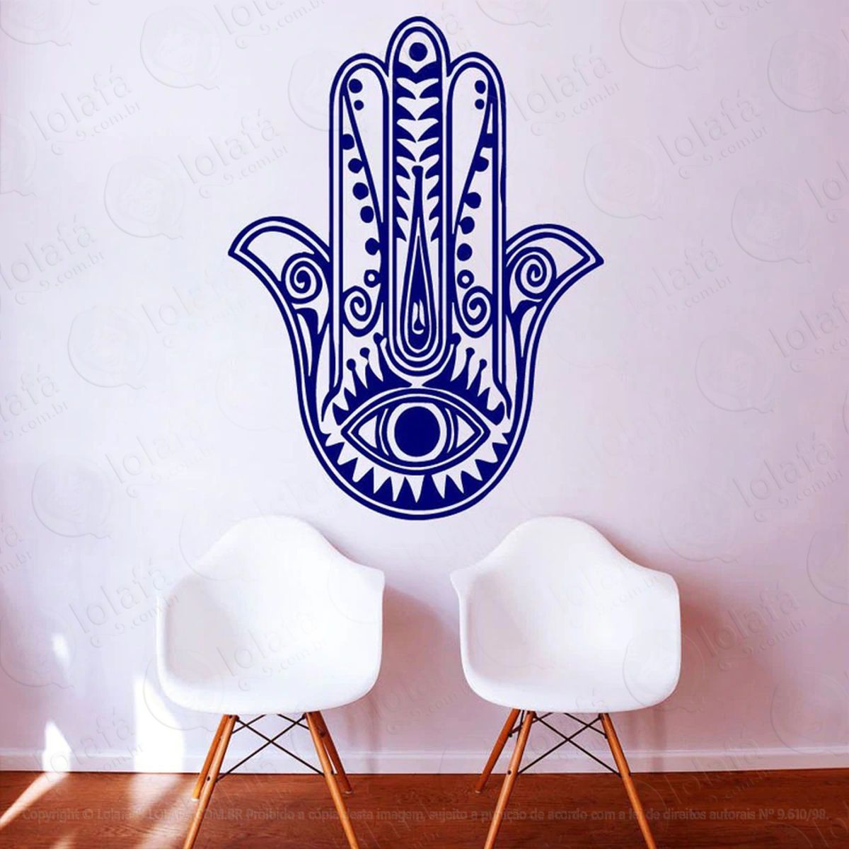 Mandala Mão de Hamsá para Proteção Adesivo de Parede Decorativo para Casa, Quarto, Sala e Vidro Mod:392