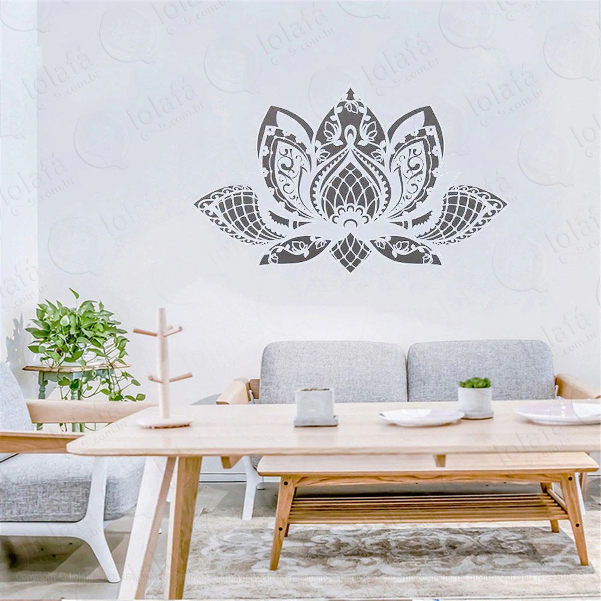 Mandala Flor de Lótus para Cultivar a Essência da Vida Adesivo de Parede Decorativo para Casa, Quarto, Sala e Vidro Mod:393