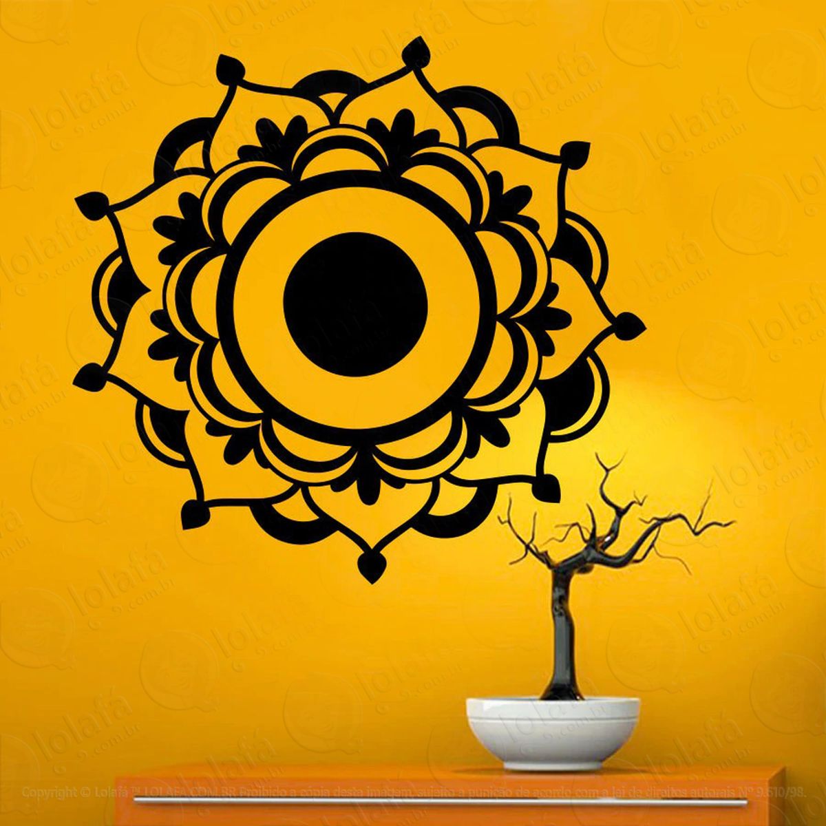 Mandala Do Foco Adesivo de Parede Decorativo para Casa, Quarto, Sala e Vidro Mod:401