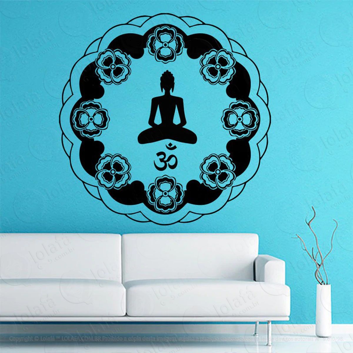 Mandala Buda para Alcançar a Iluminação Adesivo de Parede Decorativo para Casa, Quarto, Sala e Vidro Mod:403