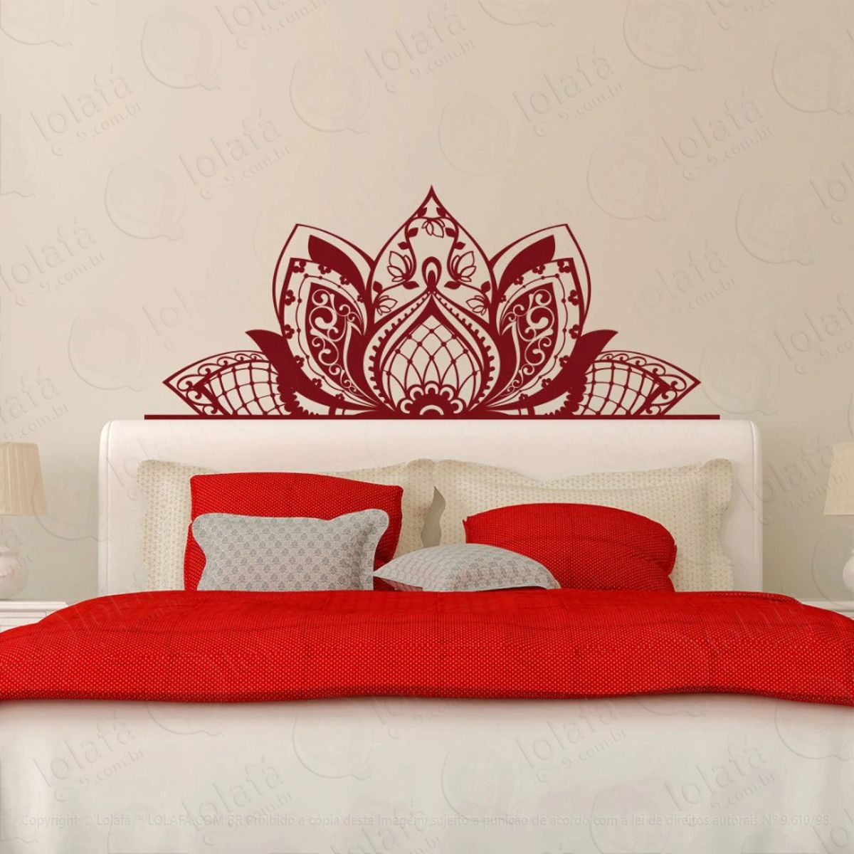 Mandala Flor de Lótus para Cultivar Bons Pensamentos Adesivo de Parede Decorativo para Casa, Quarto, Sala e Vidro Mod:418