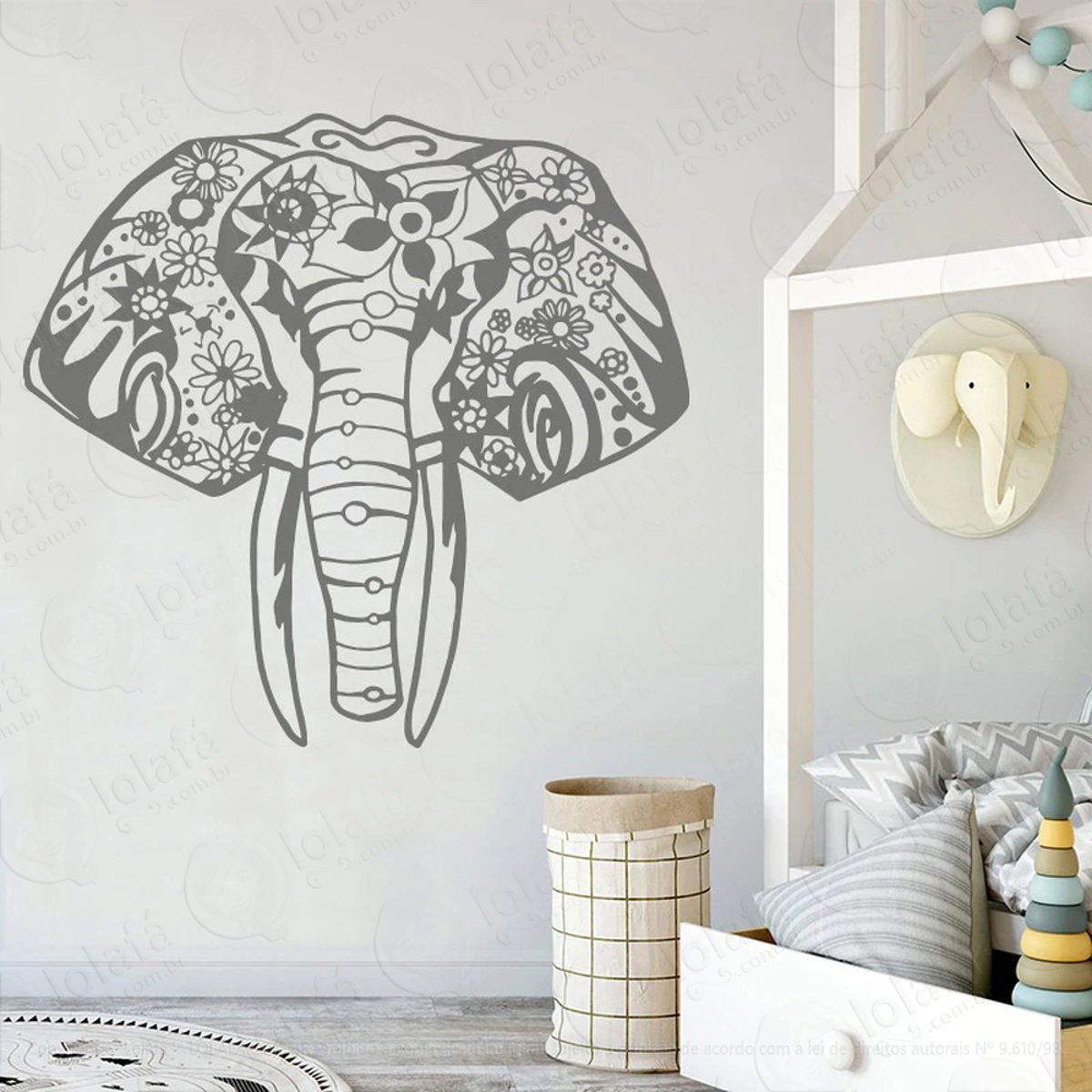 Mandala Elefante para Cultivar a Força Interior Adesivo de Parede Decorativo para Casa, Quarto, Sala e Vidro Mod:419