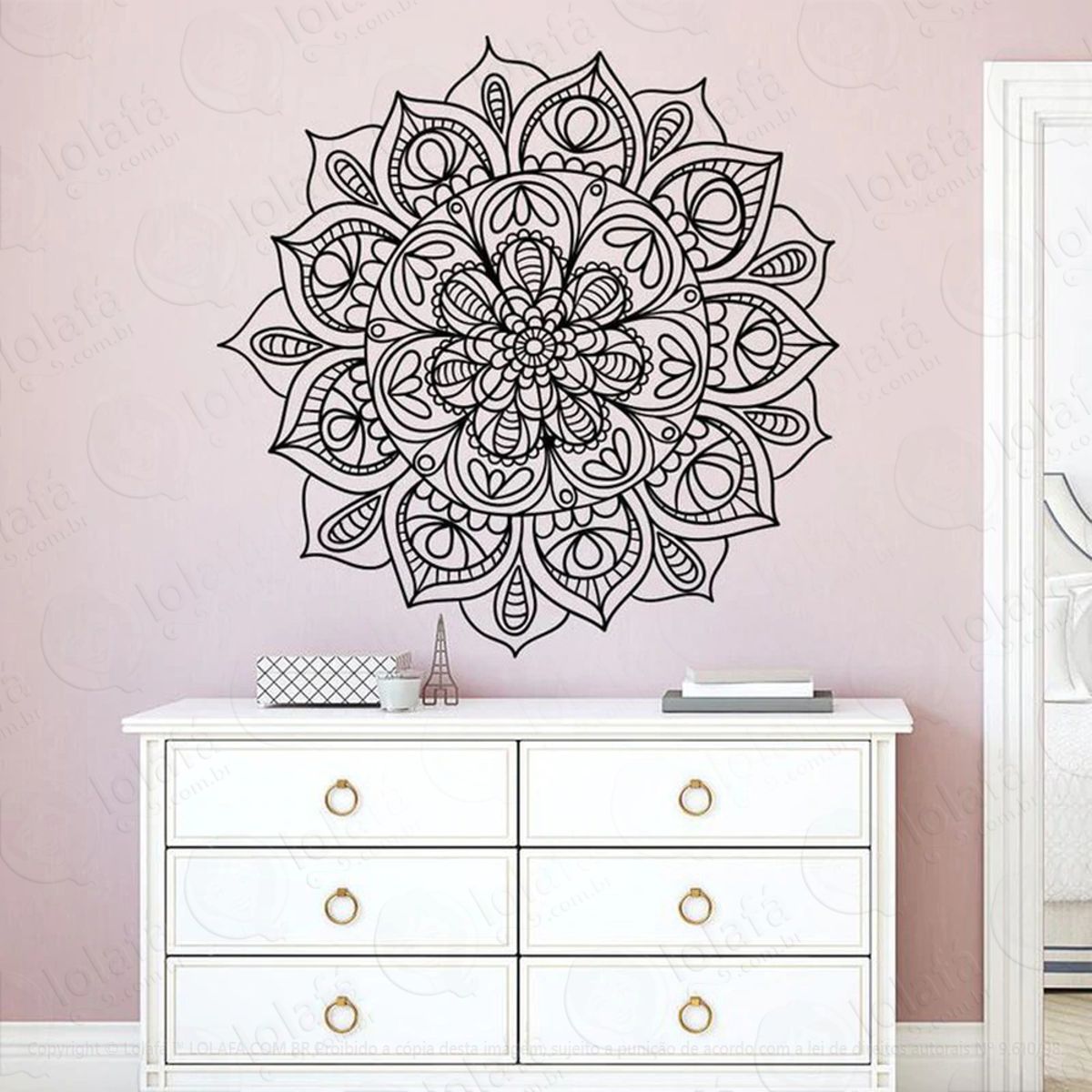 Mandala Para Cultivar a Simplicidade Adesivo de Parede Decorativo para Casa, Quarto, Sala e Vidro Mod:422