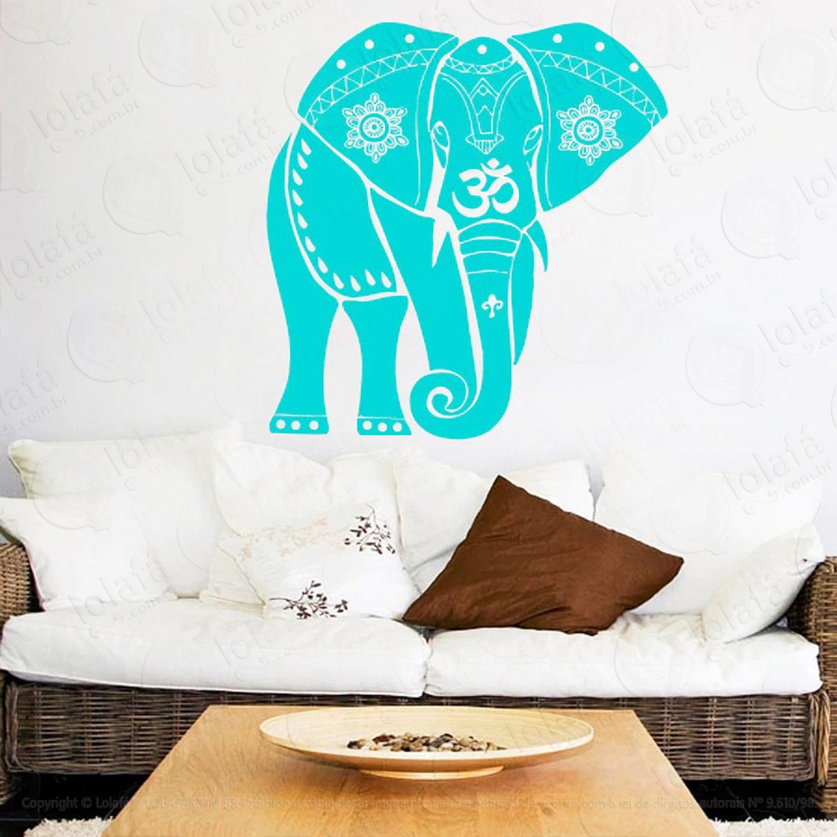 Mandala Elefante para Resplandecer a Força Interior Adesivo de Parede Decorativo para Casa, Quarto, Sala e Vidro Mod:423