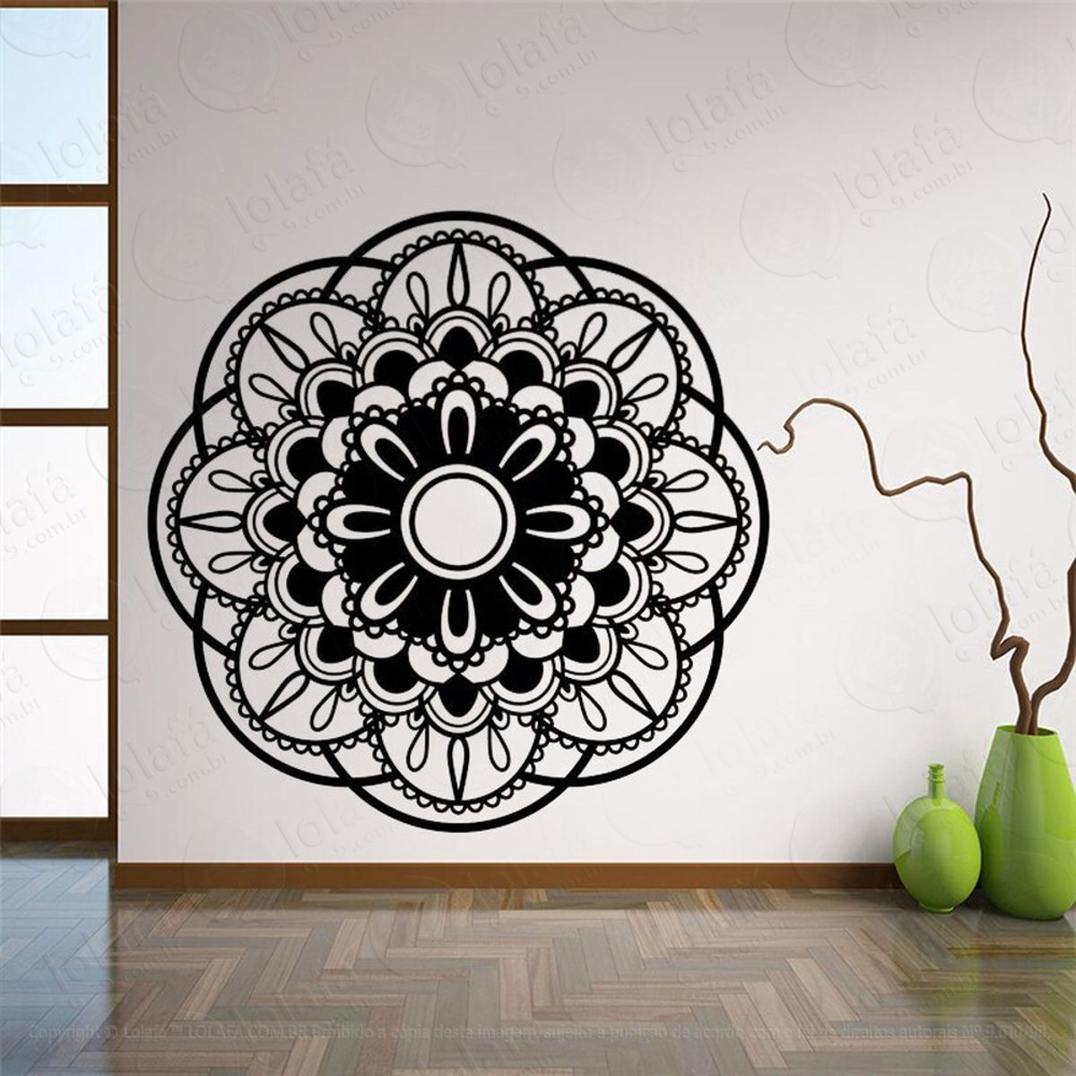 Mandala Para Cultivar as Boas Escolhas Adesivo de Parede Decorativo para Casa, Quarto, Sala e Vidro Mod:425