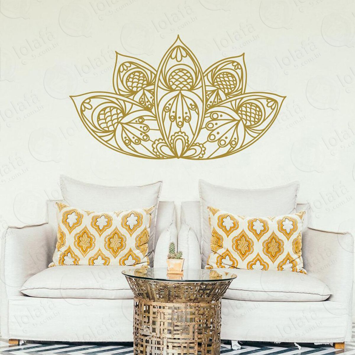 Mandala Flor de Lótus para Cultivar a Gratidão Adesivo de Parede Decorativo para Casa, Quarto, Sala e Vidro Mod:448