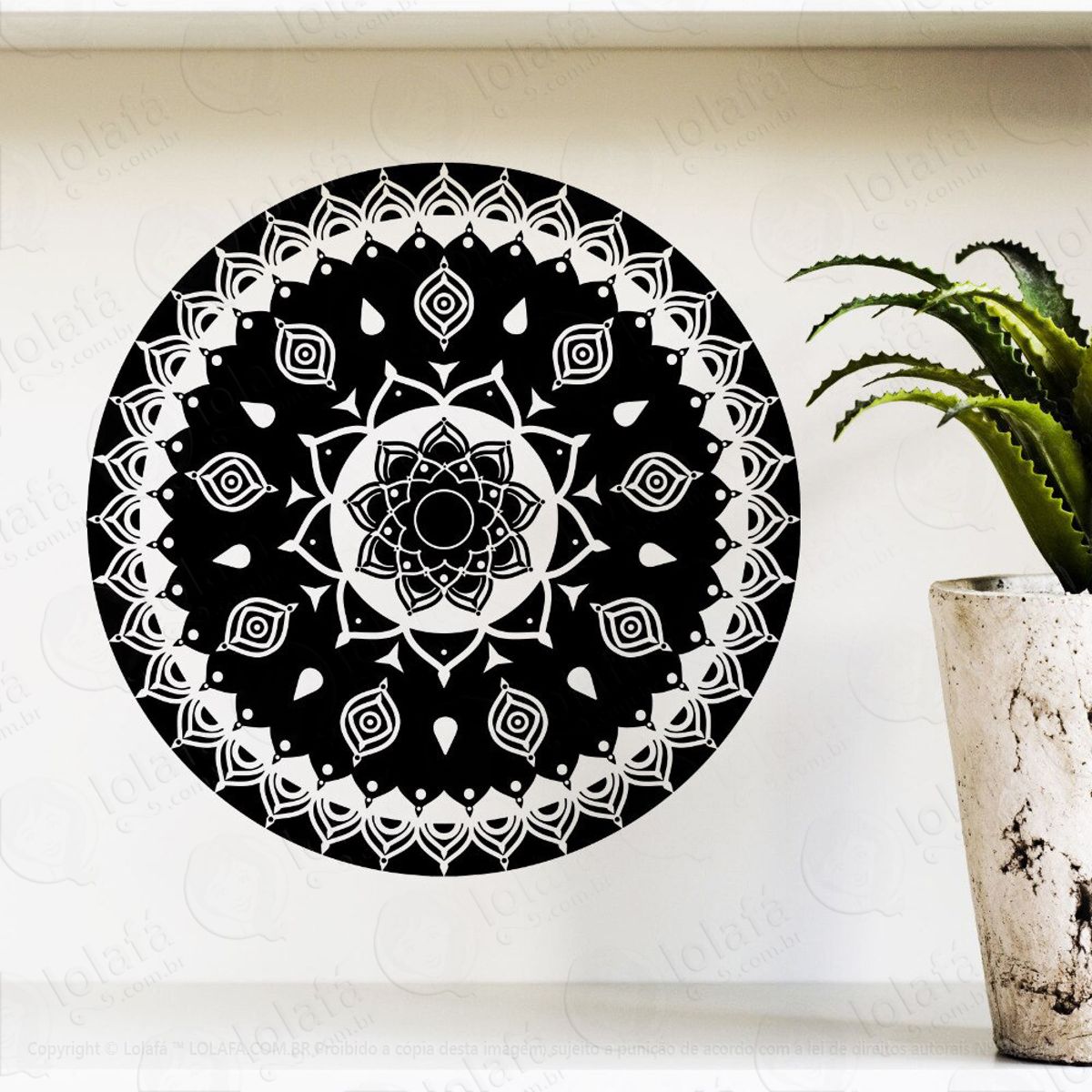 Mandala Para Cultivar as Boas Ações Adesivo de Parede Decorativo para Casa, Quarto, Sala e Vidro Mod:453