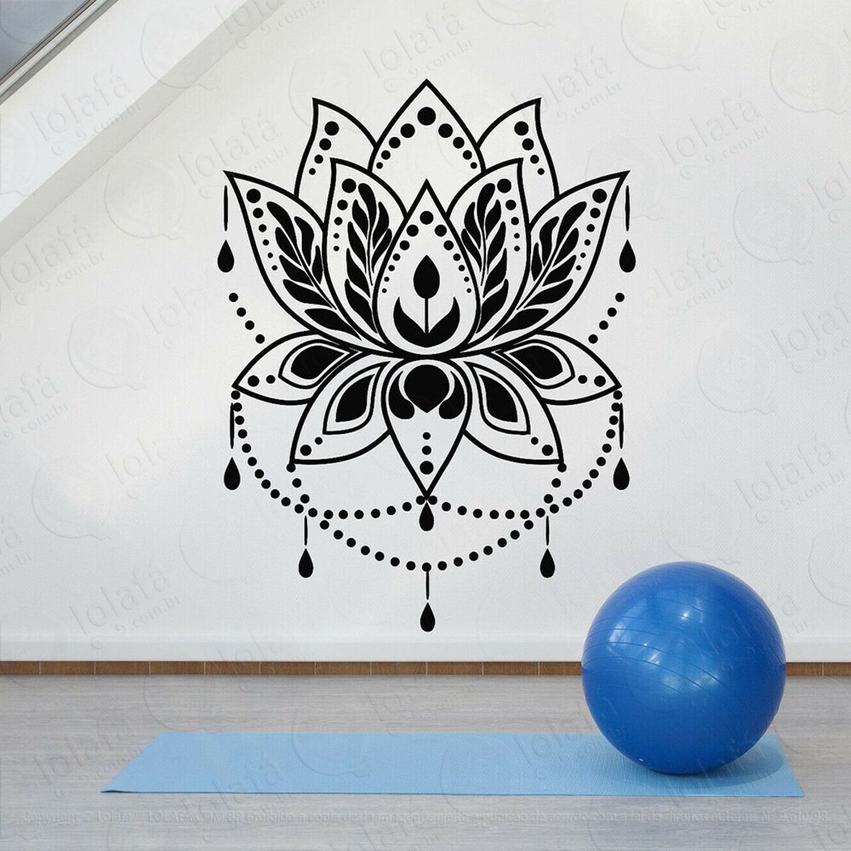 Mandala Flor de Lótus para Cultivar Boas Energias Adesivo de Parede Decorativo para Casa, Quarto, Sala e Vidro Mod:462