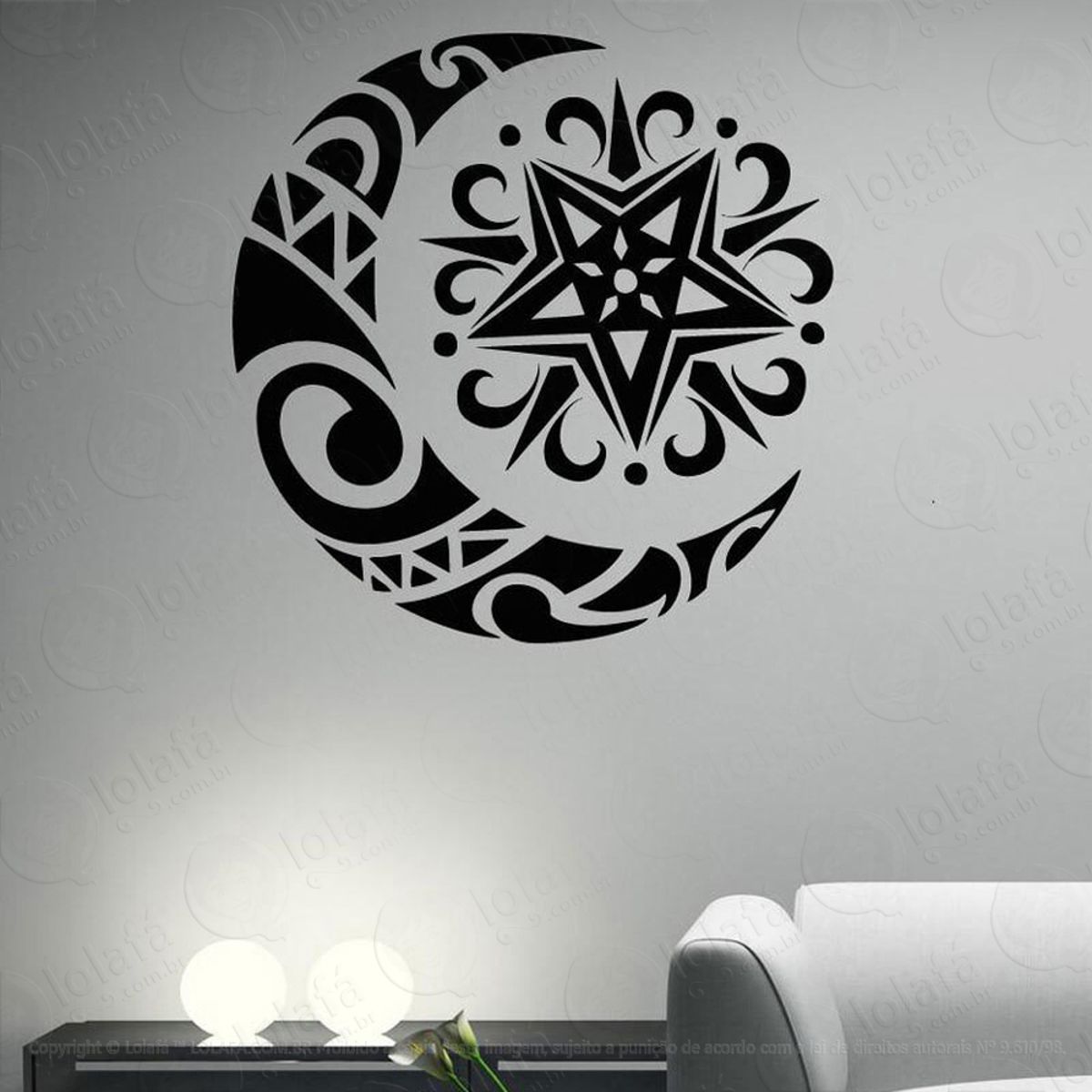 Mandala Sol e Lua para Fortalecer o Relacionamento Adesivo de Parede Decorativo para Casa, Quarto, Sala e Vidro Mod:490