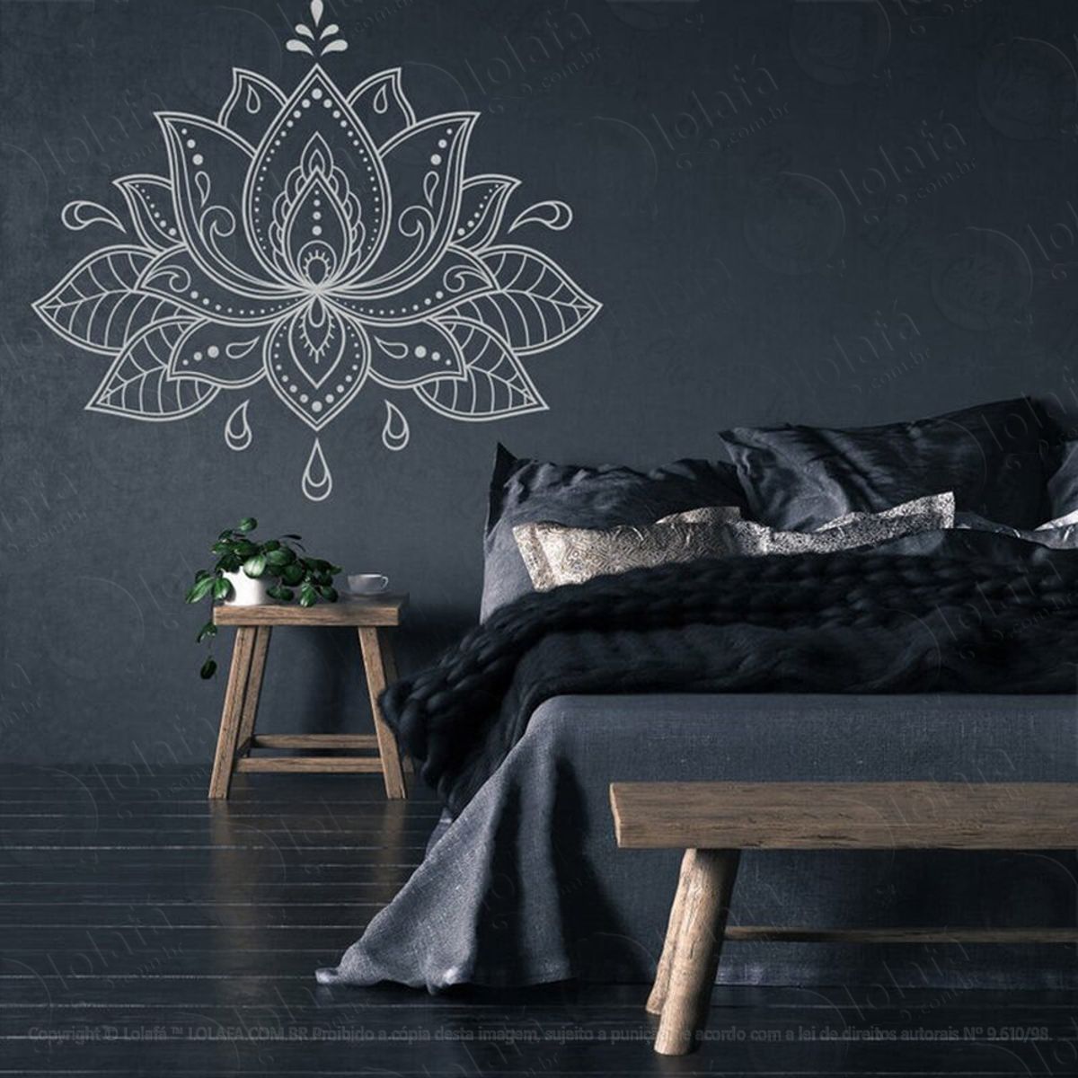 Mandala Flor de Lótus para Cultivar Energias Positivas Adesivo de Parede Decorativo para Casa, Quarto, Sala e Vidro Mod:494