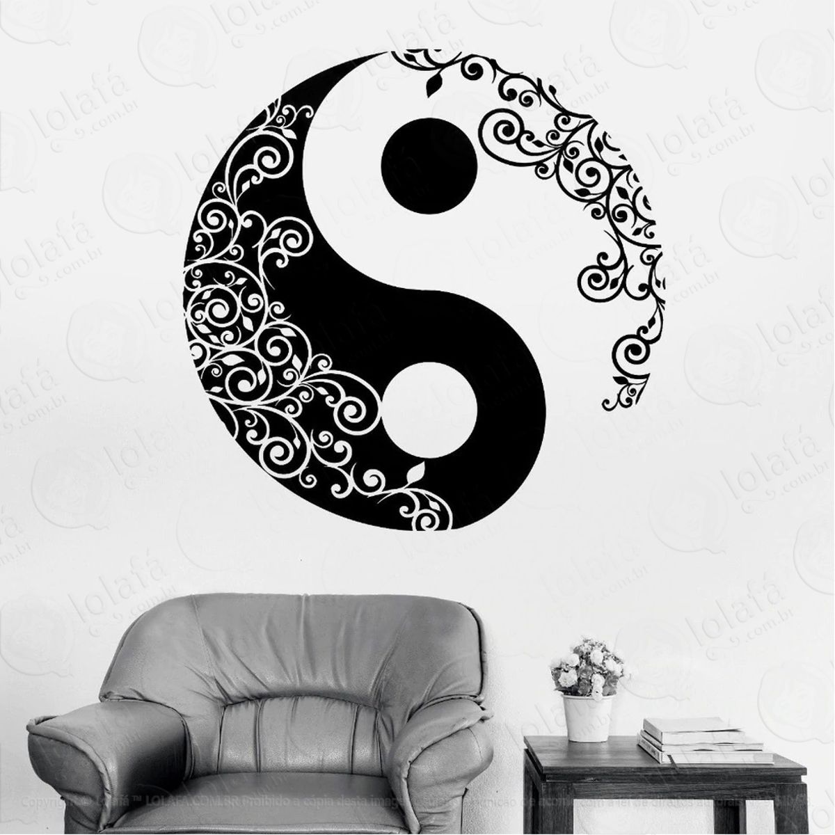 Mandala Yin Yang para Equilibrar as Energias Adesivo de Parede Decorativo para Casa, Quarto, Sala e Vidro Mod:500