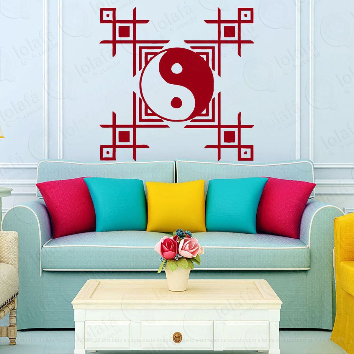 Mandala Yin Yang para Equilibrar as Energias Adesivo de Parede Decorativo para Casa, Quarto, Sala e Vidro Mod:501