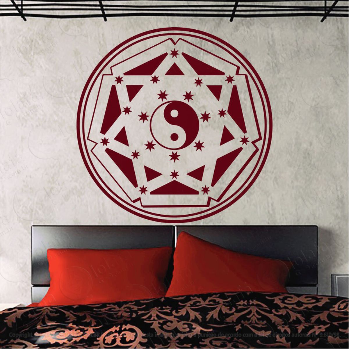 Mandala Yin Yang para Equilibrar as Energias Adesivo de Parede Decorativo para Casa, Quarto, Sala e Vidro Mod:502