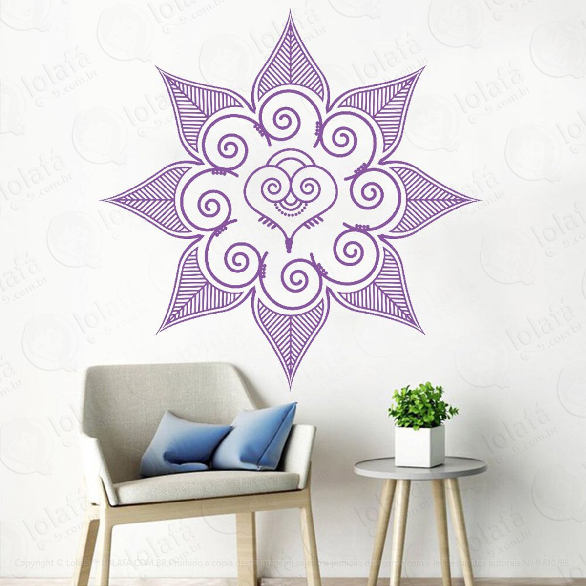Mandala Seja Esperança Adesivo de Parede Decorativo para Casa, Quarto, Sala e Vidro Mod:507
