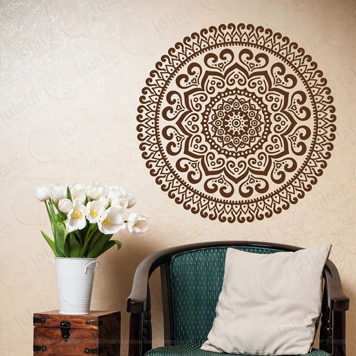 Mandala Para Atrair Boas Energias Adesivo de Parede Decorativo para Casa, Quarto, Sala e Vidro Mod:515