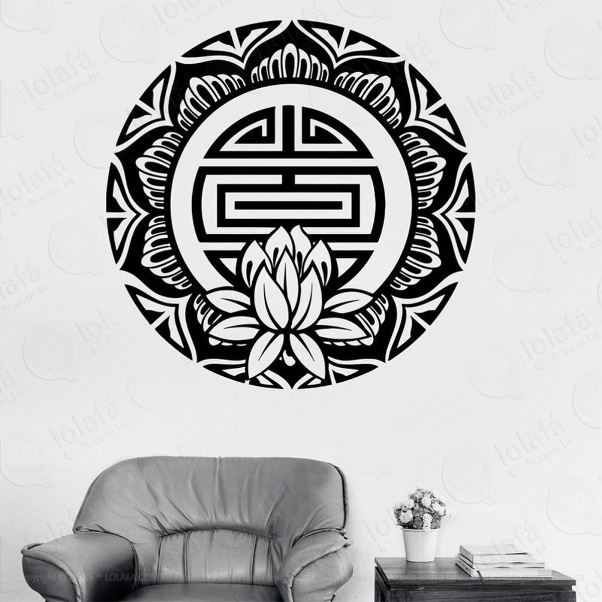 Mandala Para Equilíbrio Interior Adesivo de Parede Decorativo para Casa, Quarto, Sala e Vidro Mod:521