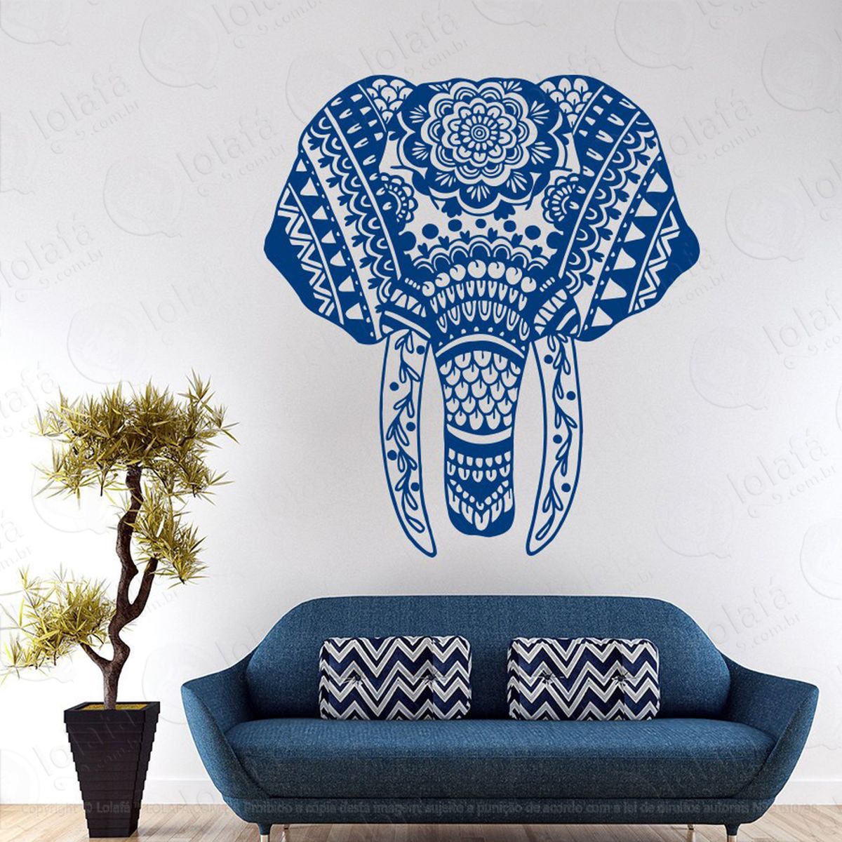 Mandala Elefante para Atrair Riqueza Adesivo de Parede Decorativo para Casa, Quarto, Sala e Vidro Mod:524