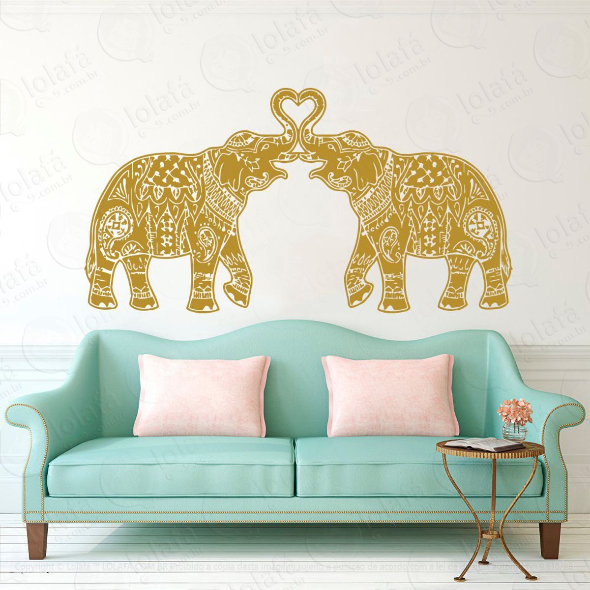 Mandala Elefantes da Prosperidade e Amor Adesivo de Parede Decorativo para Casa, Quarto, Sala e Vidro Mod:525