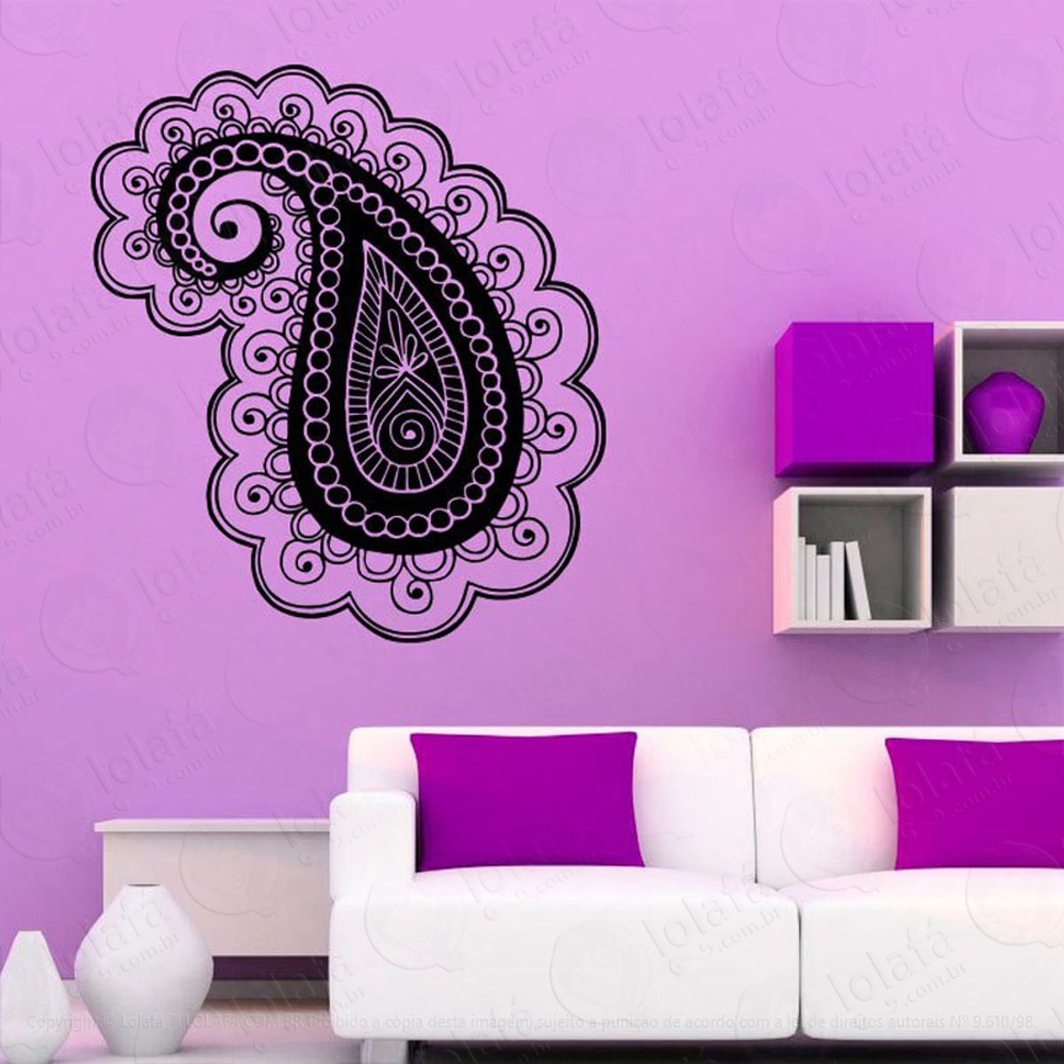 Mandala Paisley para Controlar os Sentimentos Adesivo de Parede Decorativo para Casa, Quarto, Sala e Vidro Mod:529