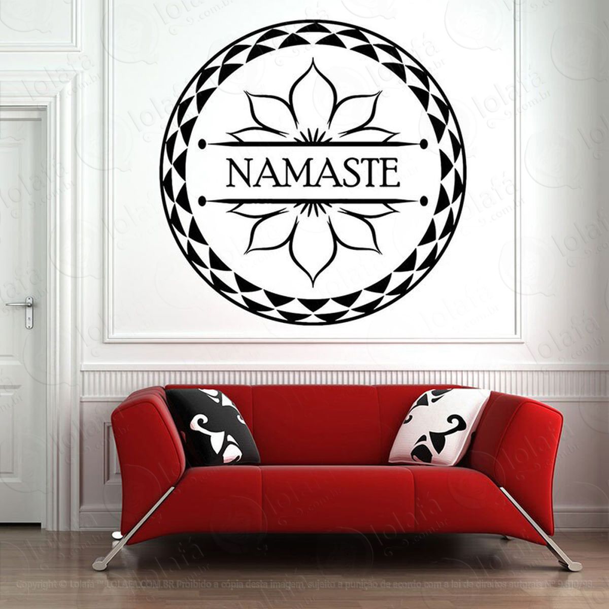 Mandala Namastê para Cultivar o Respeito Adesivo de Parede Decorativo para Casa, Quarto, Sala e Vidro Mod:530