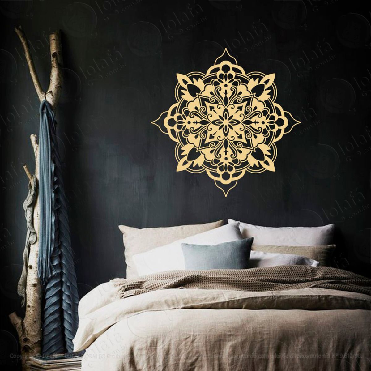 Mandala Seja Grato Adesivo de Parede Decorativo para Casa, Quarto, Sala e Vidro Mod:533
