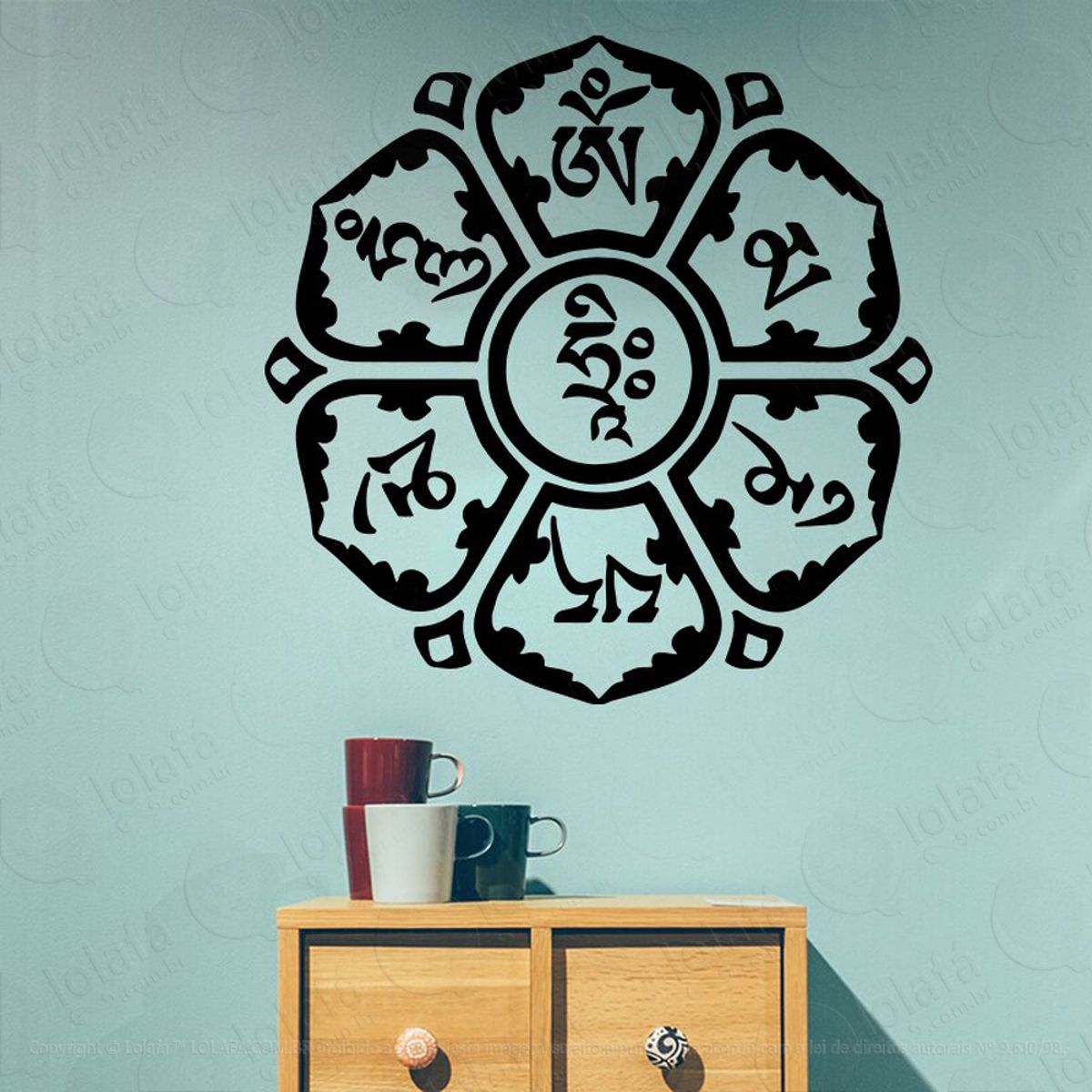 Mandala Para Equilíbrio da Mente Adesivo de Parede Decorativo para Casa, Quarto, Sala e Vidro Mod:536