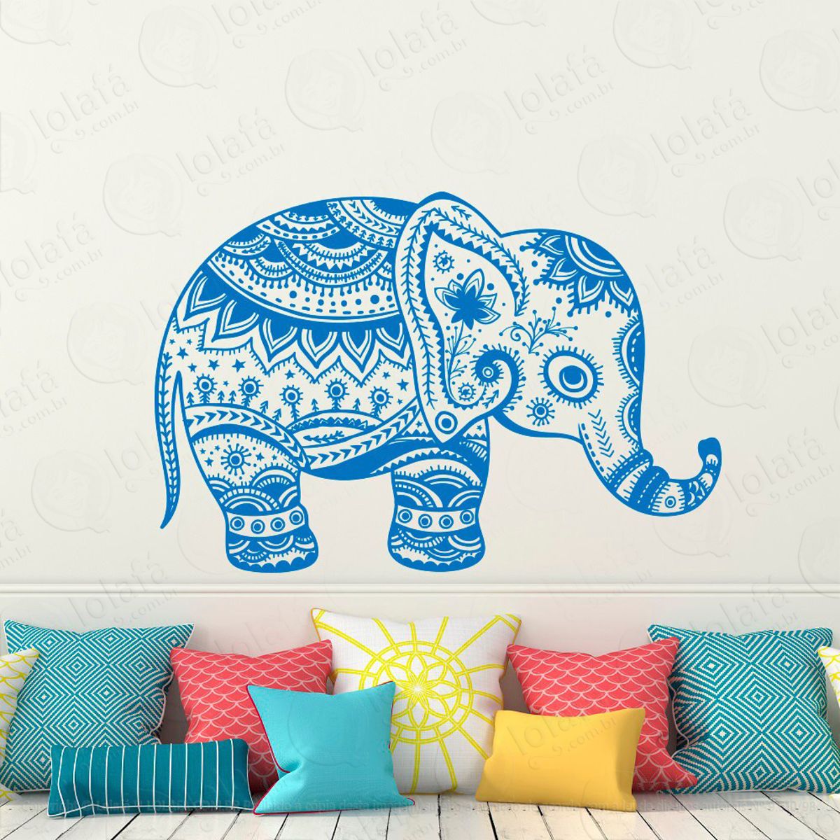 Mandala Elefante e Pássaros para Cultivar a Riqueza e Liberdade Adesivo de Parede Decorativo para Casa, Quarto, Sala e Vidro Mod:537