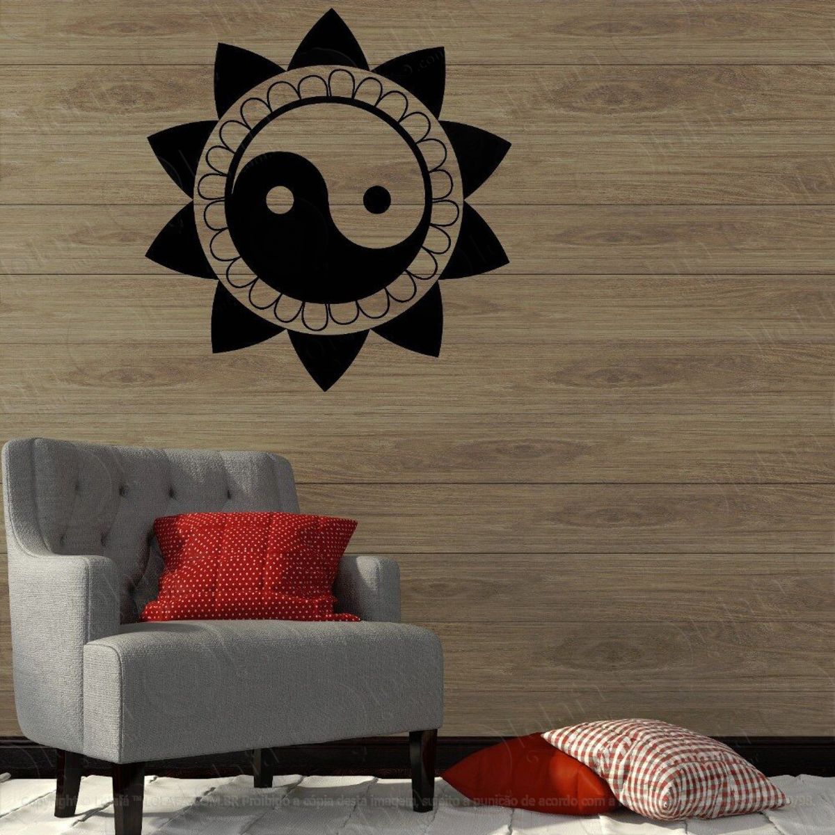 Mandala Yin Yang para Equilibrar as Energias Adesivo de Parede Decorativo para Casa, Quarto, Sala e Vidro Mod:538