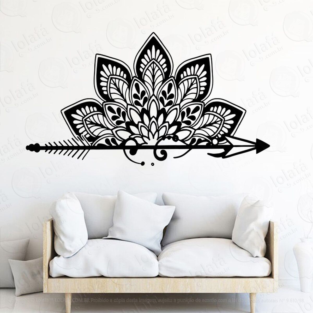 Mandala Para Atrair Boas Amizades Adesivo de Parede Decorativo para Casa, Quarto, Sala e Vidro Mod:541