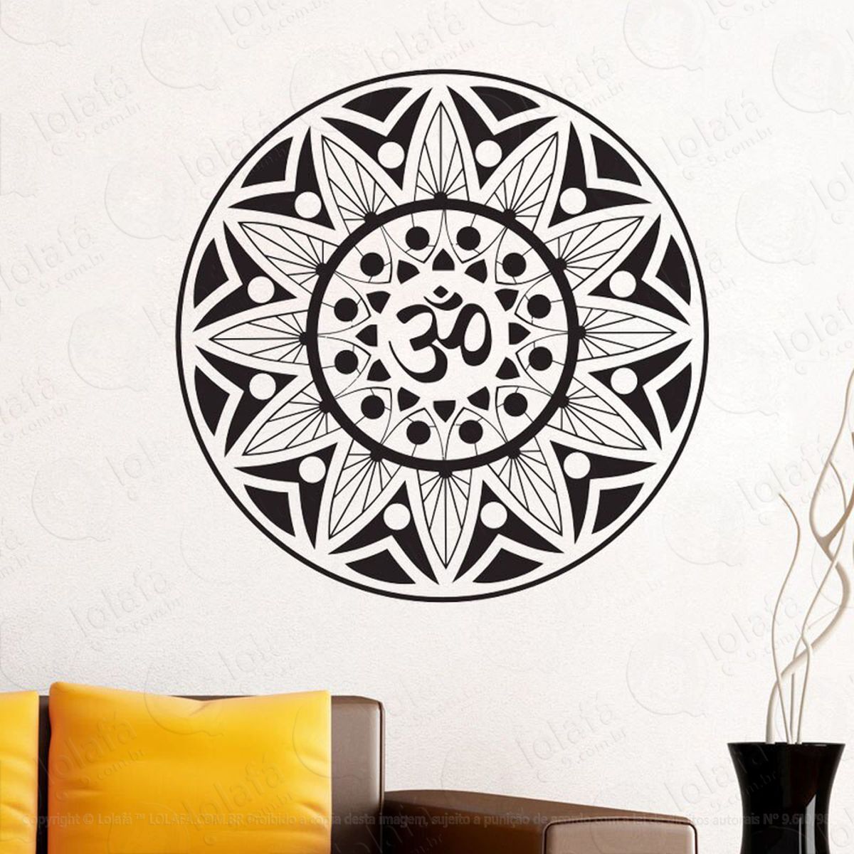 Mandala Para Cultivar o Equilíbrio da Mente Adesivo de Parede Decorativo para Casa, Quarto, Sala e Vidro Mod:547