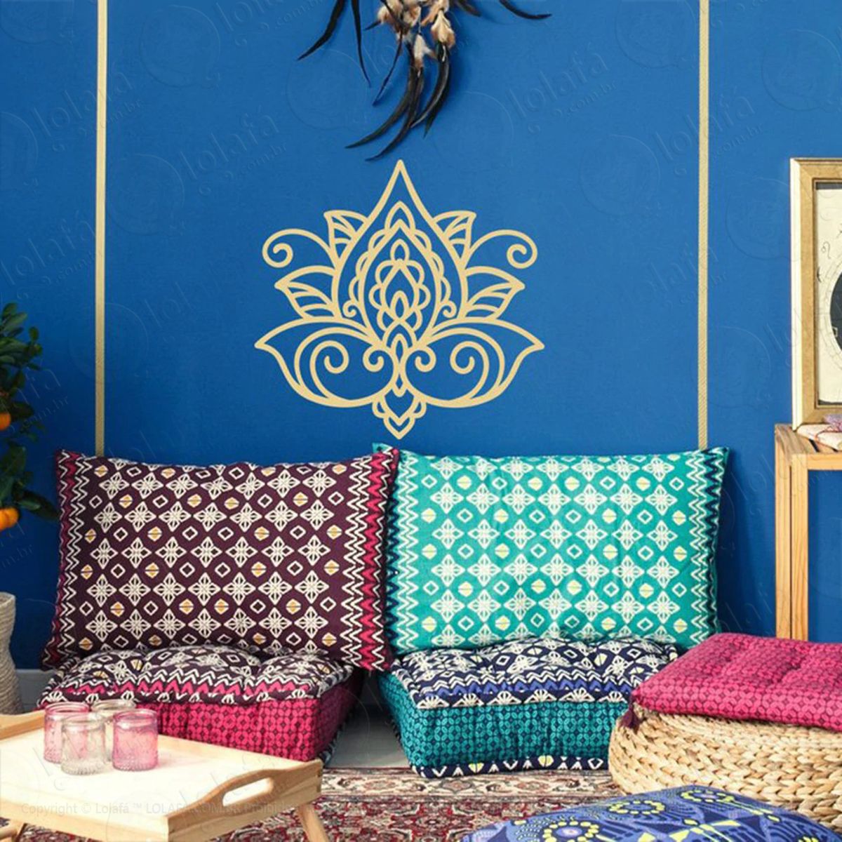 Mandala Flor de Lótus para Cultivar o Amor Adesivo de Parede Decorativo para Casa, Quarto, Sala e Vidro Mod:559
