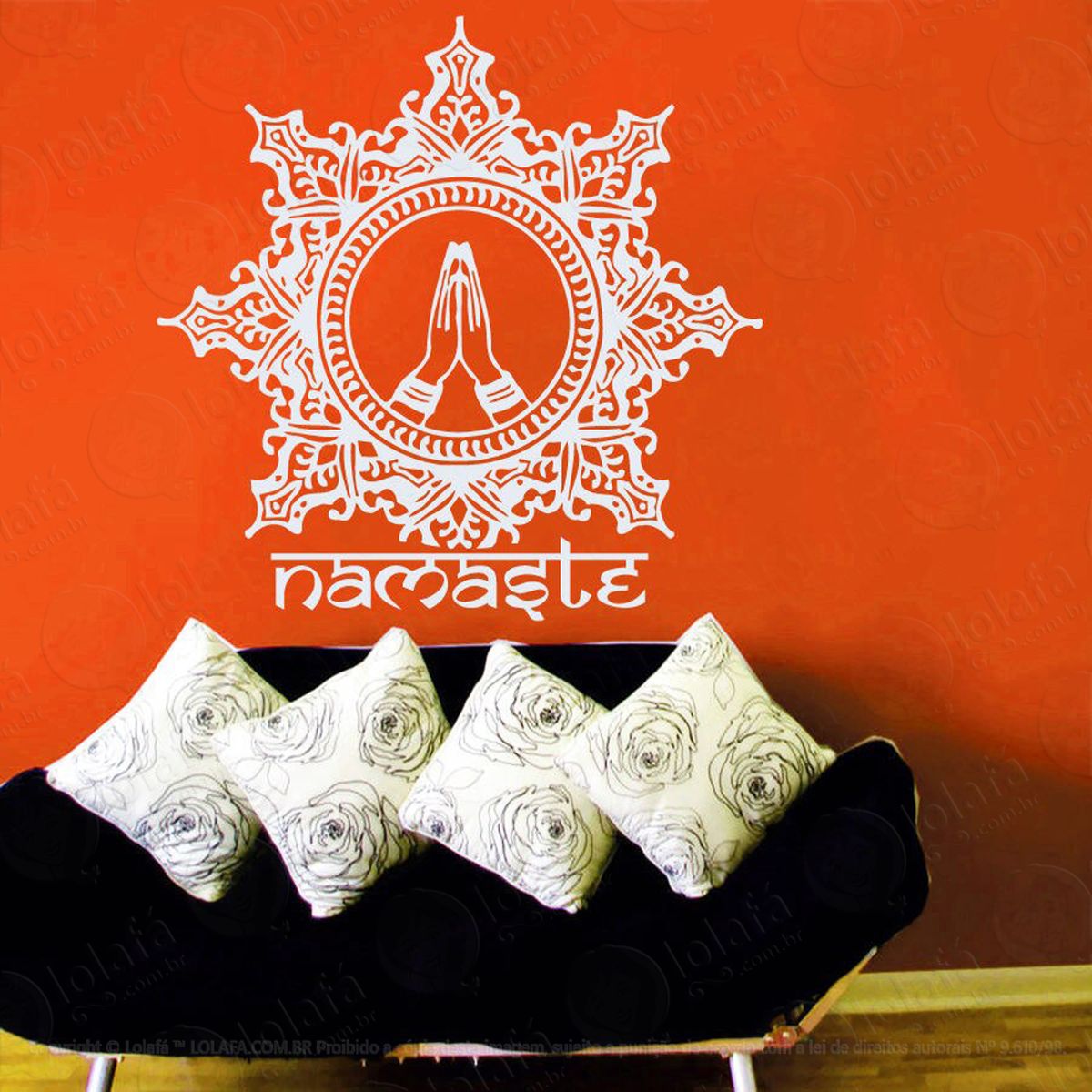 Mandala Namastê para Cultivar o Respeito Adesivo de Parede Decorativo para Casa, Quarto, Sala e Vidro Mod:566
