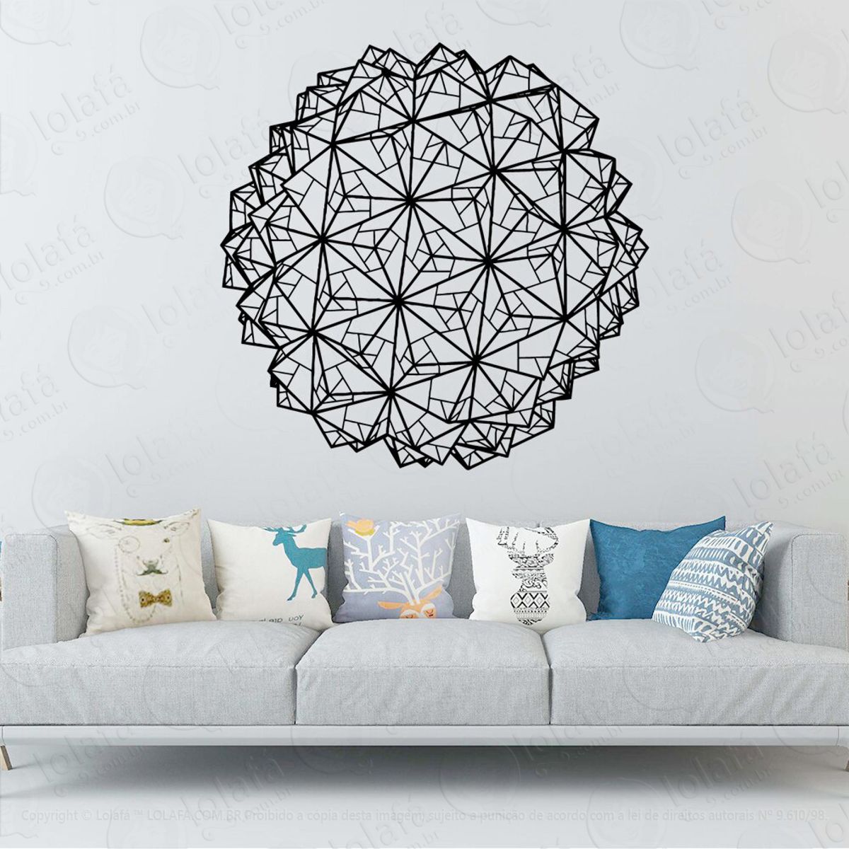 Mandala Geométrica para Proteção do Lar Adesivo de Parede Decorativo para Casa, Quarto, Sala e Vidro Mod:573