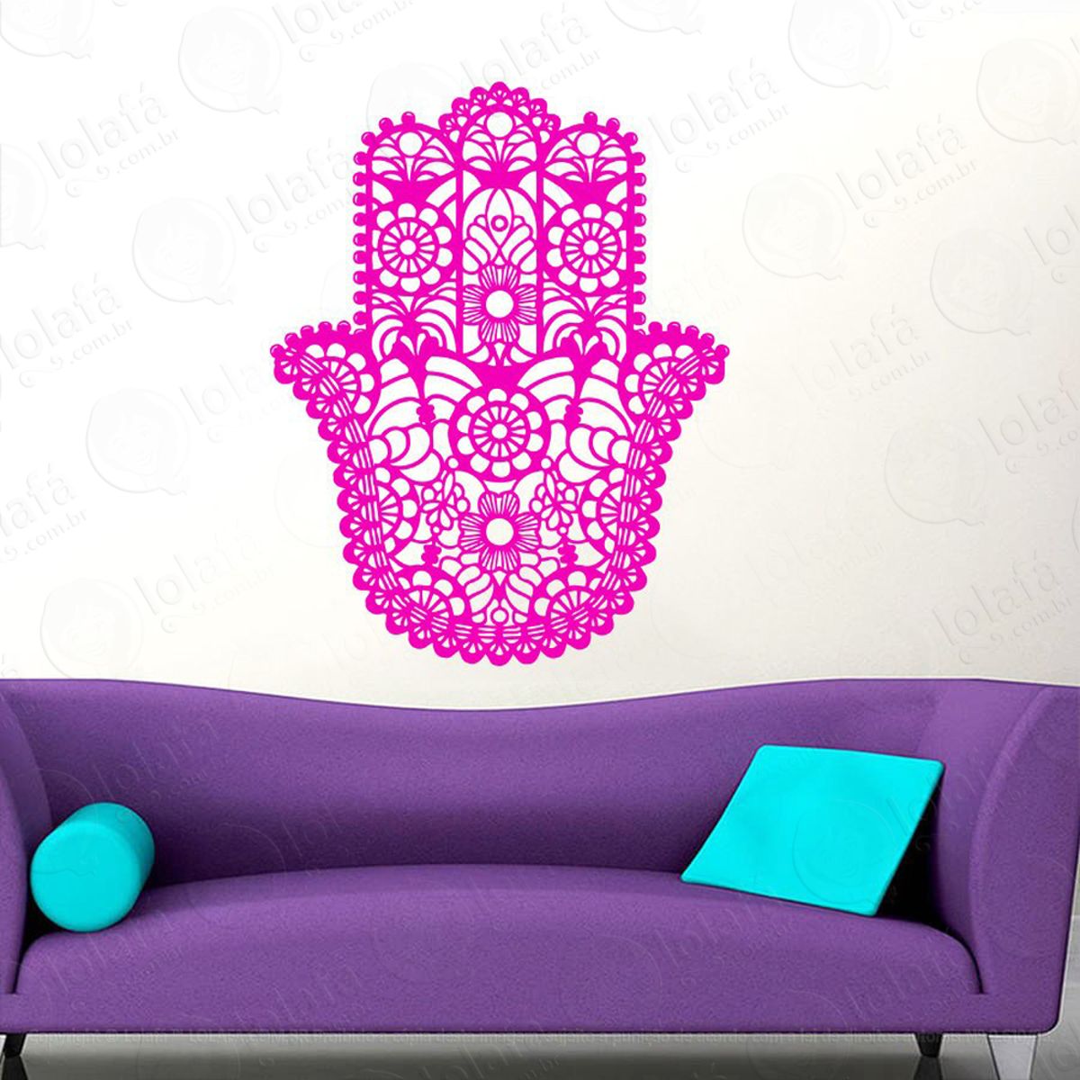 Mandala Mão de Hamsá para Proteção Adesivo de Parede Decorativo para Casa, Quarto, Sala e Vidro Mod:581