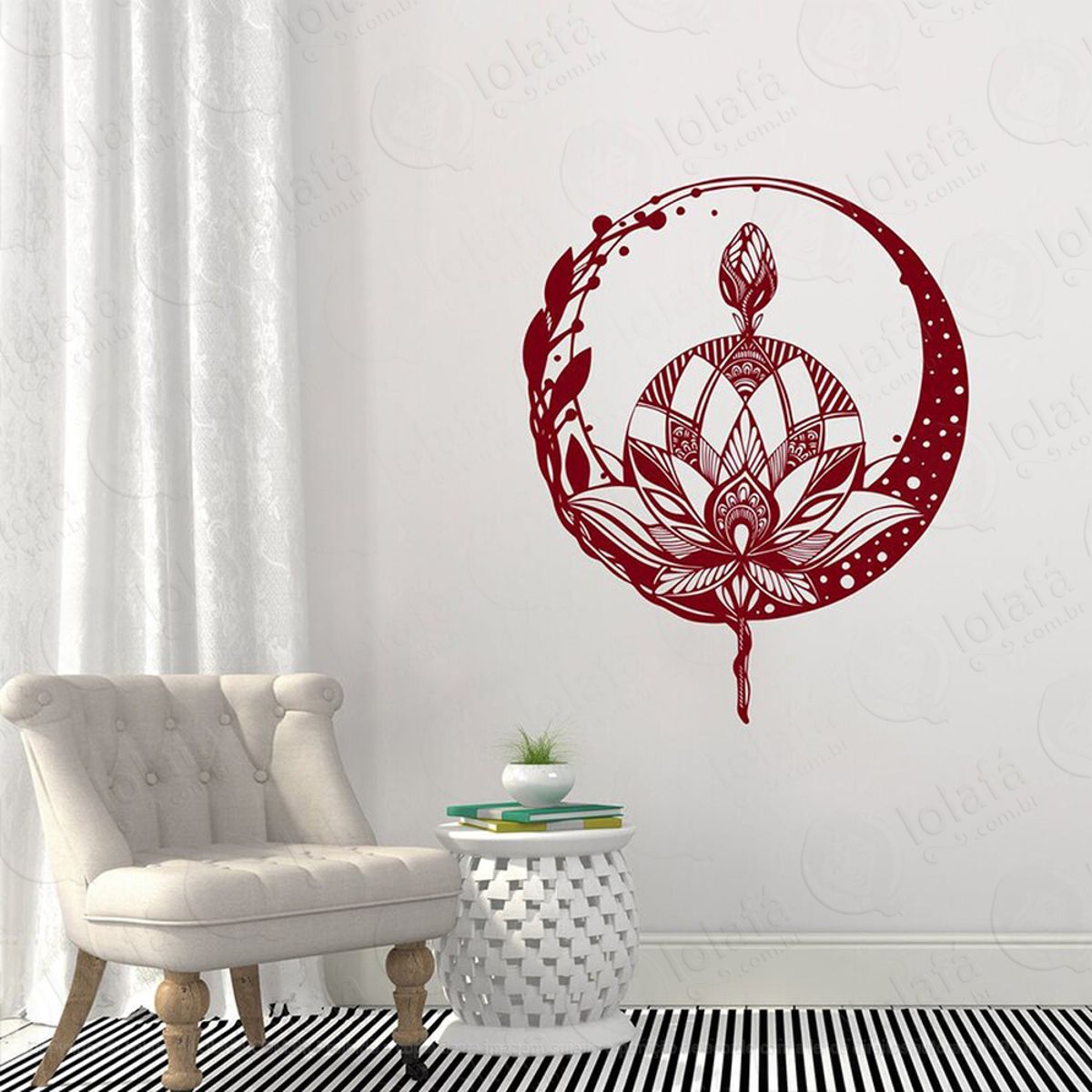 Mandala Flor de Lótus para Cultivar a Sabedoria Adesivo de Parede Decorativo para Casa, Quarto, Sala e Vidro Mod:603