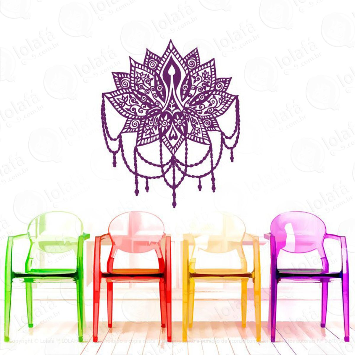 Mandala Flor de Lótus para Cultivar a Alegria Adesivo de Parede Decorativo para Casa, Quarto, Sala e Vidro Mod:604
