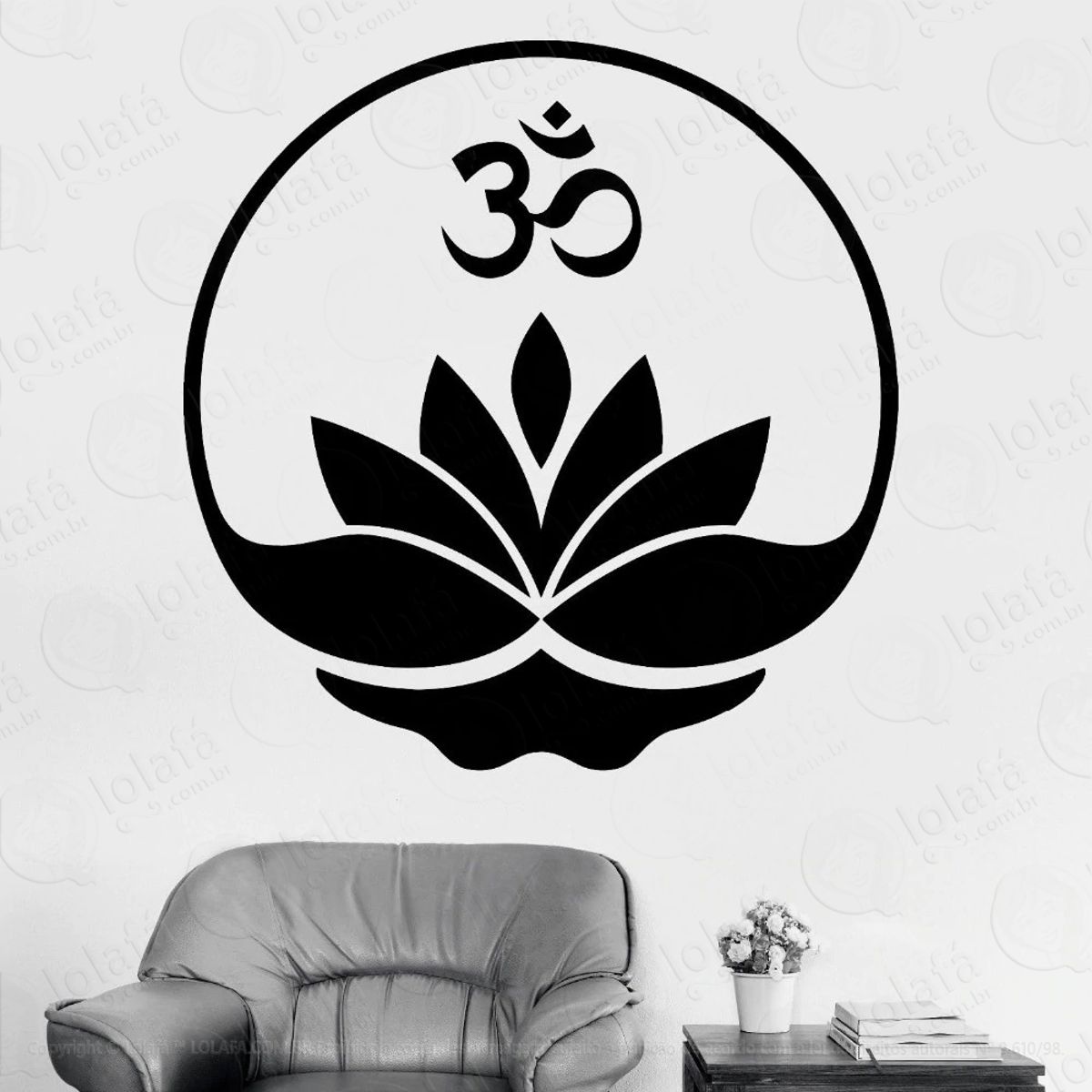 Mandala Flor de Lótus para Cultivar a Essência da Vida Adesivo de Parede Decorativo para Casa, Quarto, Sala e Vidro Mod:614