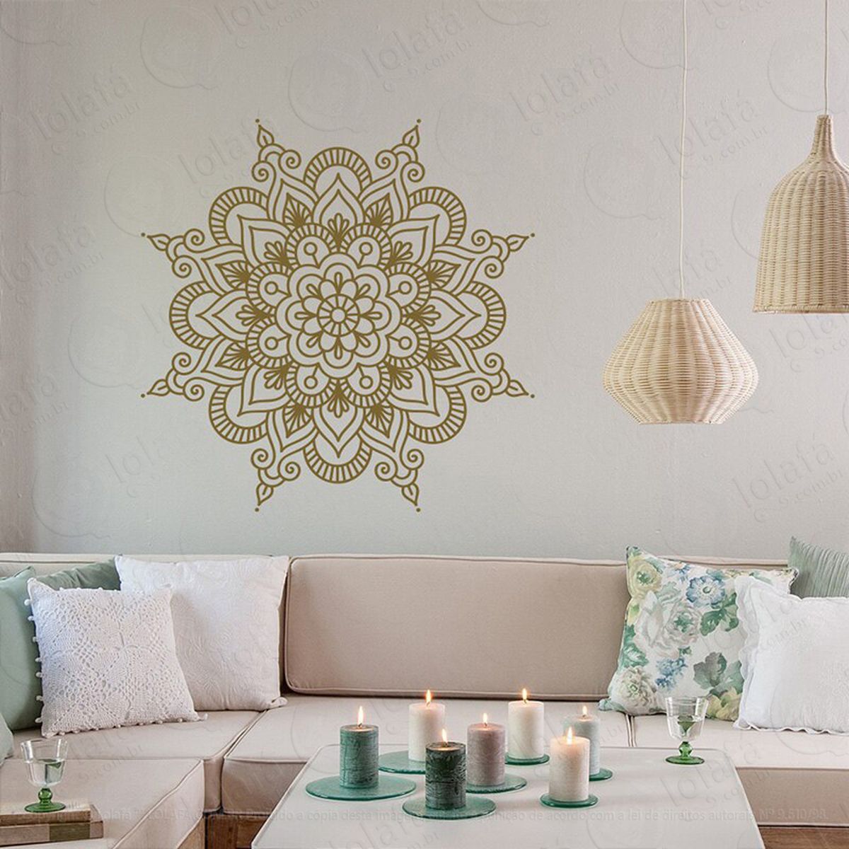 Mandala Para Sintonizar Corpo Mente e Espírito Adesivo de Parede Decorativo para Casa, Quarto, Sala e Vidro Mod:615