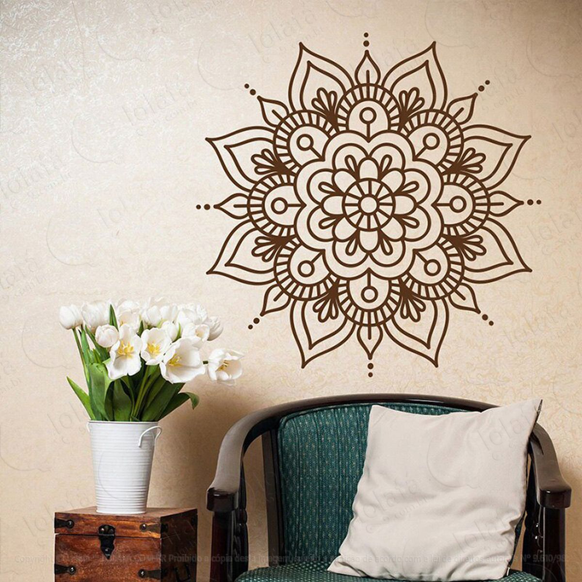 Mandala Para Cultivar a Paz Adesivo de Parede Decorativo para Casa, Quarto, Sala e Vidro Mod:622