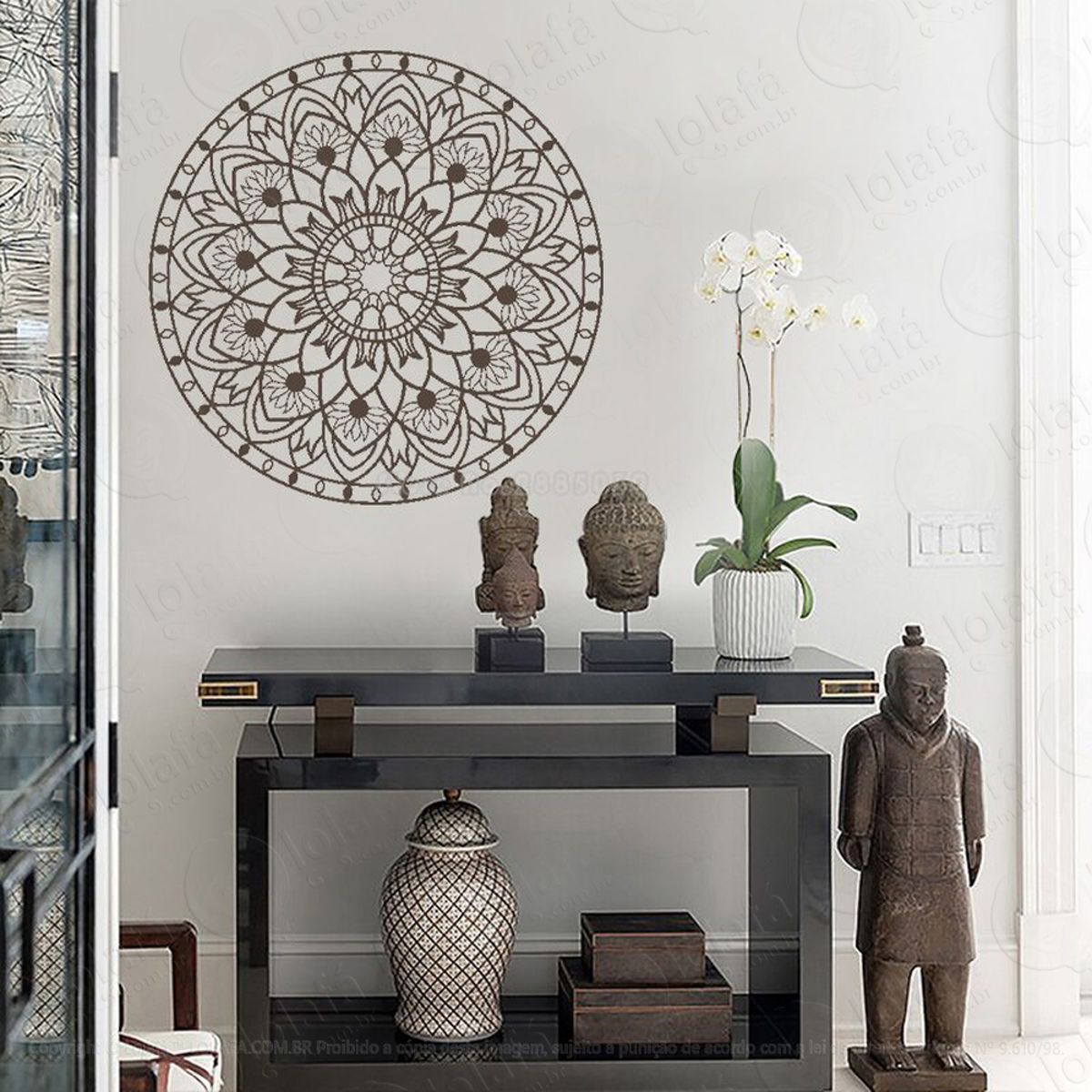 Mandala Para Equilíbrio do Eu Interior Adesivo de Parede Decorativo para Casa, Quarto, Sala e Vidro Mod:623